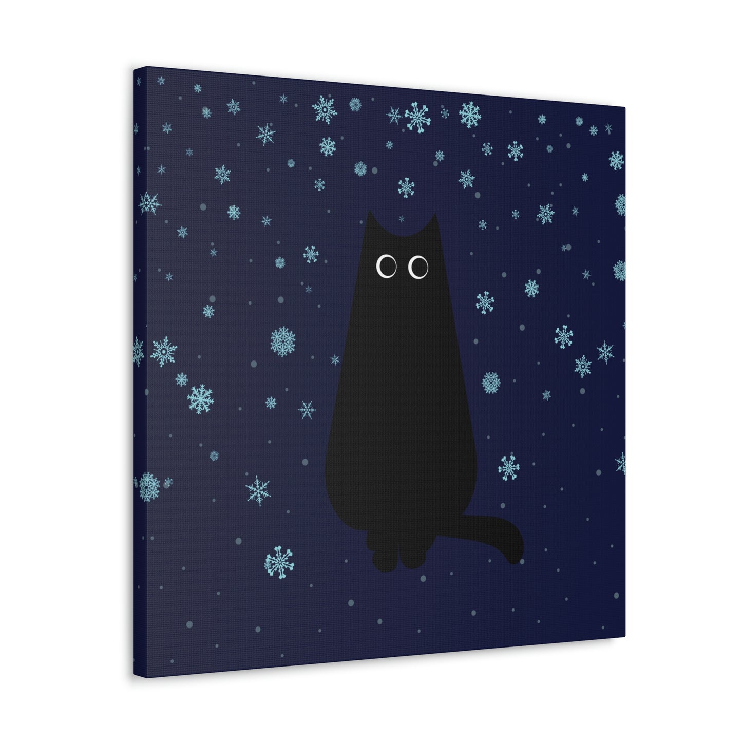 Black Cat Winter Snowflake Anime Art Classic Art Canvas Gallery Wraps