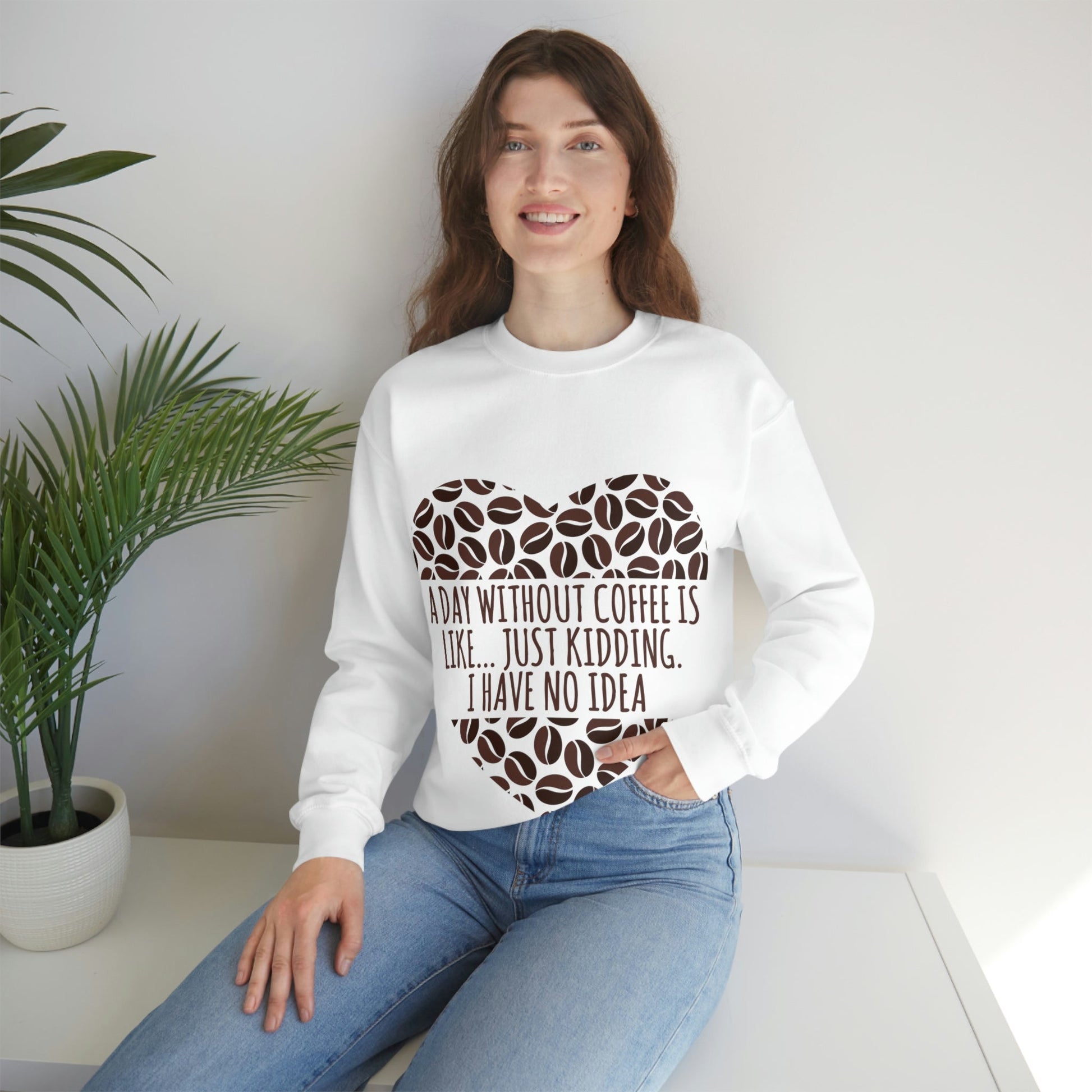 A Day Without Coffee Is Like Addicted Quotes Unisex Heavy Blend™ Crewneck Sweatshirt Ichaku [Perfect Gifts Selection]