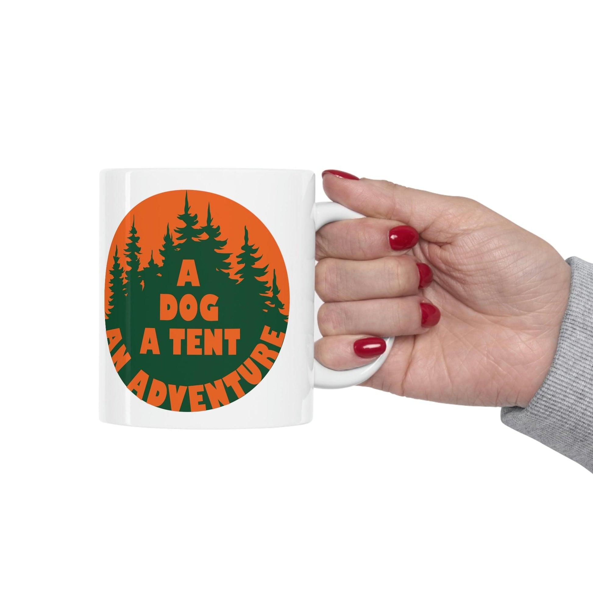 A Dog A Tent an Adventure Time Camping Life Ceramic Mug 11oz Ichaku [Perfect Gifts Selection]