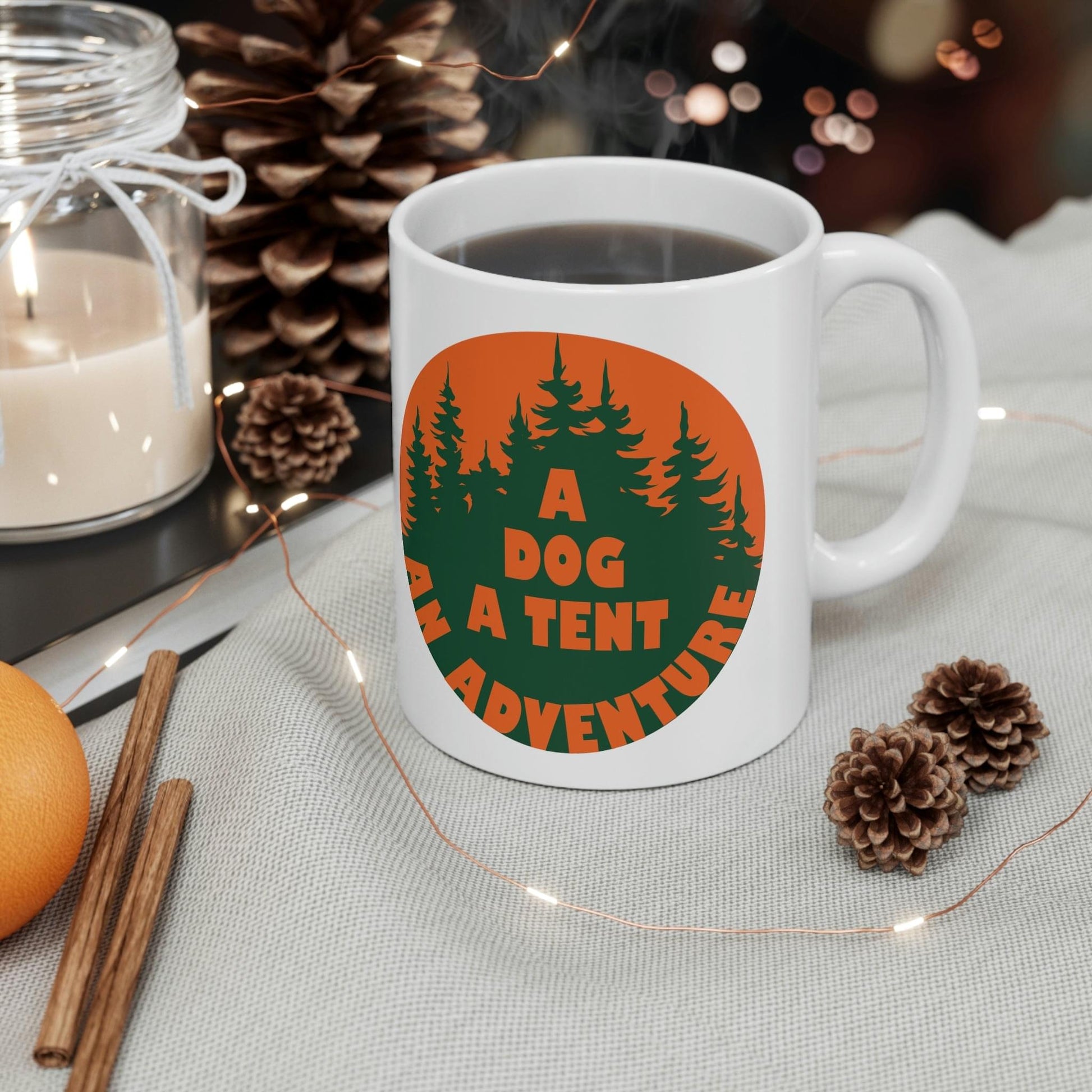 A Dog A Tent an Adventure Time Camping Life Ceramic Mug 11oz Ichaku [Perfect Gifts Selection]