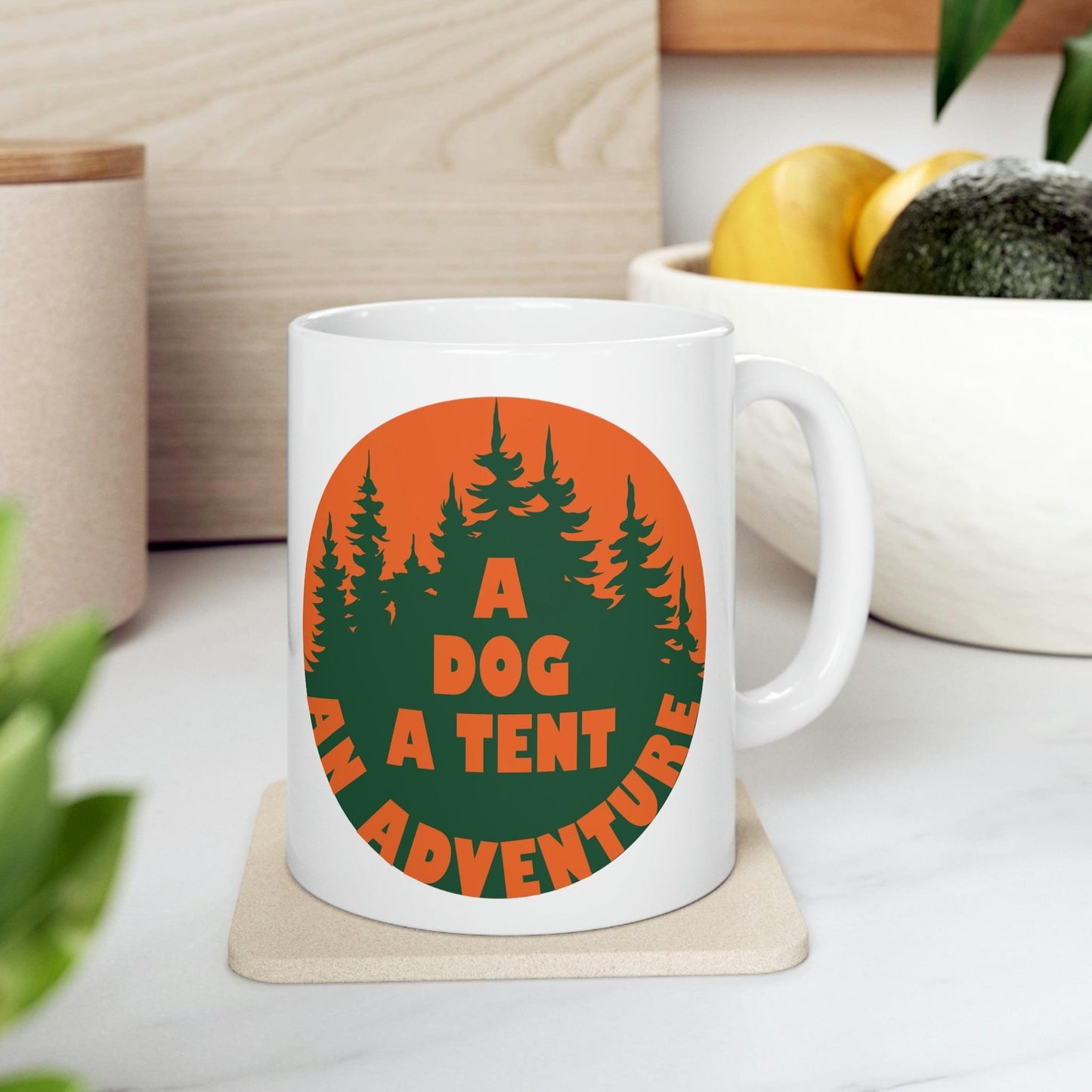 A Dog A Tent an Adventure Time Camping Life Ceramic Mug 11oz Ichaku [Perfect Gifts Selection]