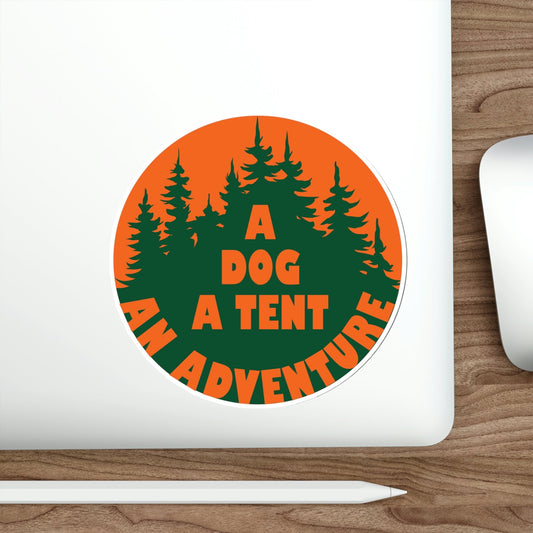 A Dog A Tent an Adventure Time Camping Life Die-Cut Sticker Ichaku [Perfect Gifts Selection]