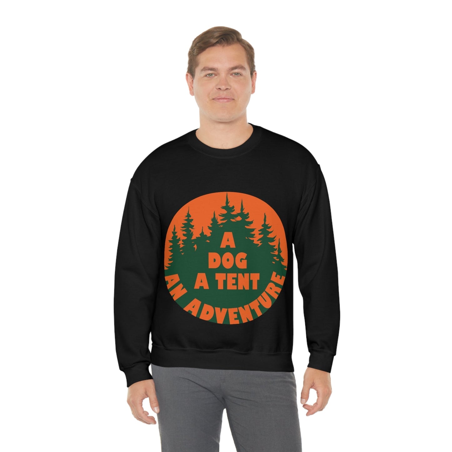 A Dog A Tent an Adventure Time Camping Life Unisex Heavy Blend™ Crewneck Sweatshirt Ichaku [Perfect Gifts Selection]