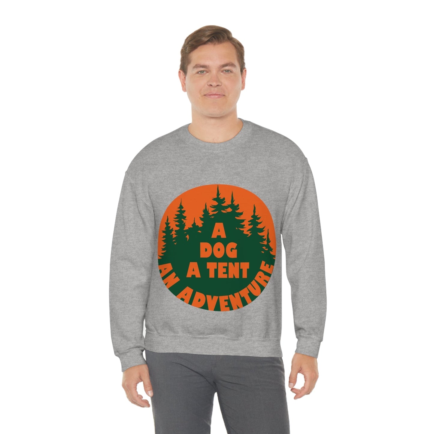 A Dog A Tent an Adventure Time Camping Life Unisex Heavy Blend™ Crewneck Sweatshirt Ichaku [Perfect Gifts Selection]