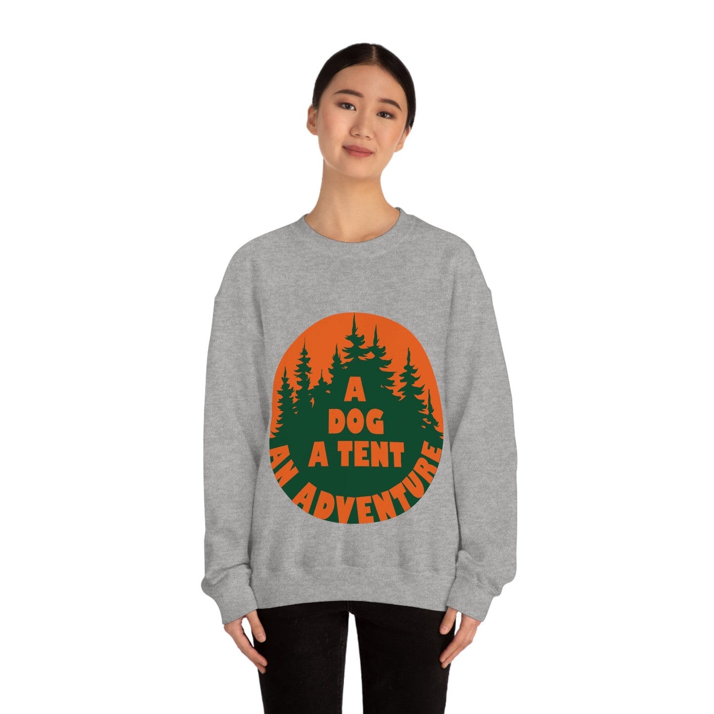 A Dog A Tent an Adventure Time Camping Life Unisex Heavy Blend™ Crewneck Sweatshirt Ichaku [Perfect Gifts Selection]