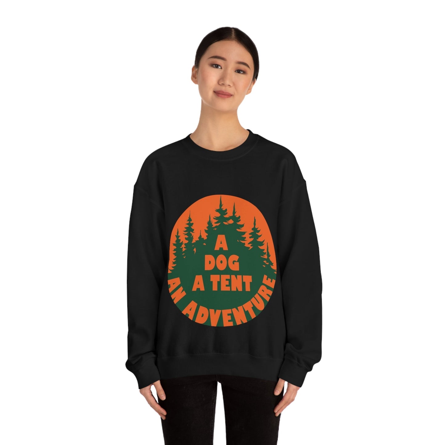 A Dog A Tent an Adventure Time Camping Life Unisex Heavy Blend™ Crewneck Sweatshirt Ichaku [Perfect Gifts Selection]