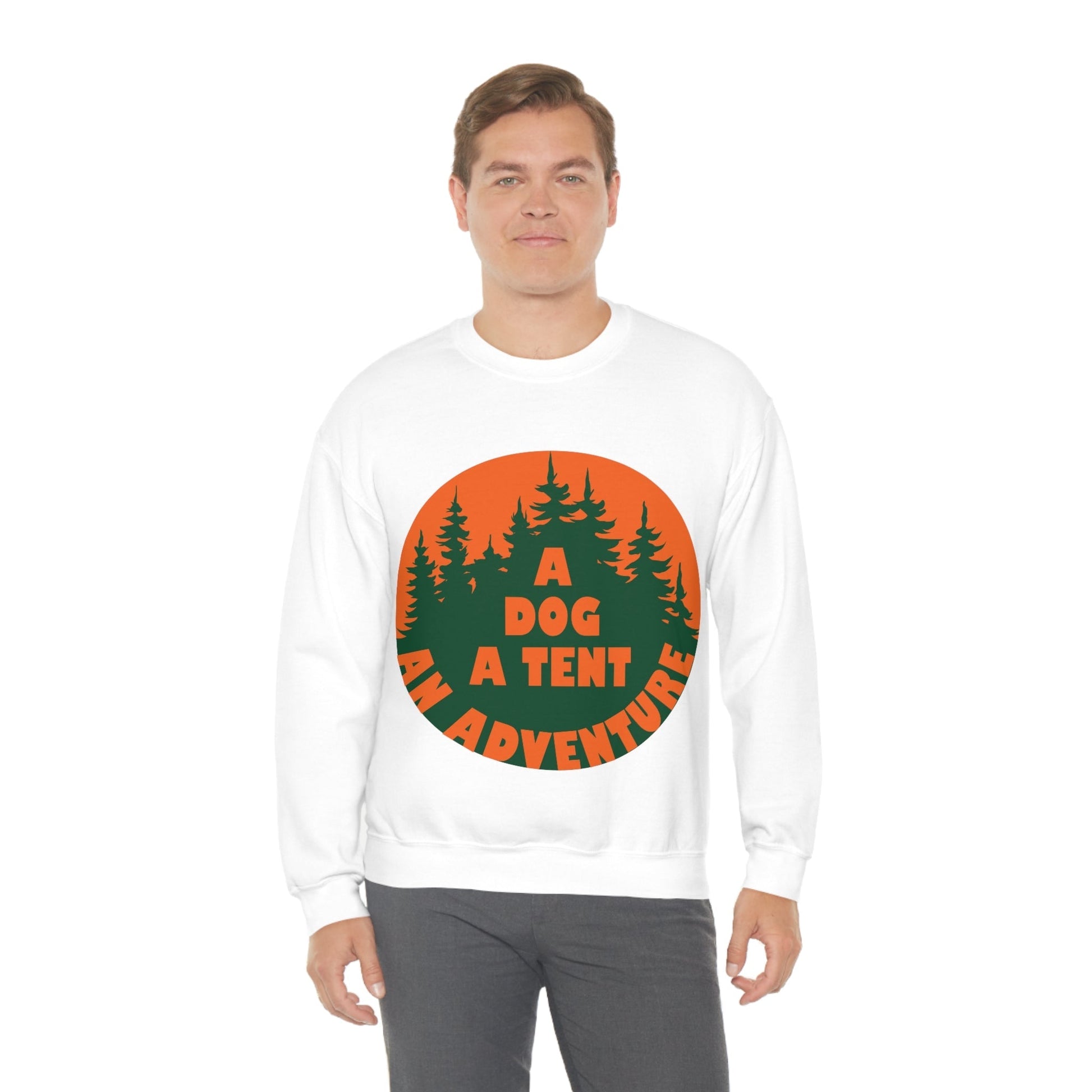 A Dog A Tent an Adventure Time Camping Life Unisex Heavy Blend™ Crewneck Sweatshirt Ichaku [Perfect Gifts Selection]