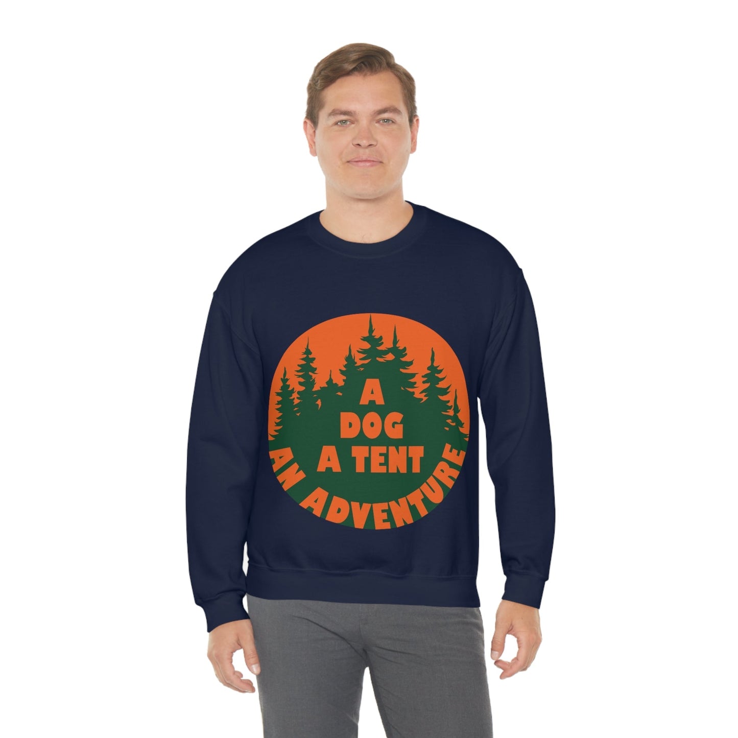 A Dog A Tent an Adventure Time Camping Life Unisex Heavy Blend™ Crewneck Sweatshirt Ichaku [Perfect Gifts Selection]