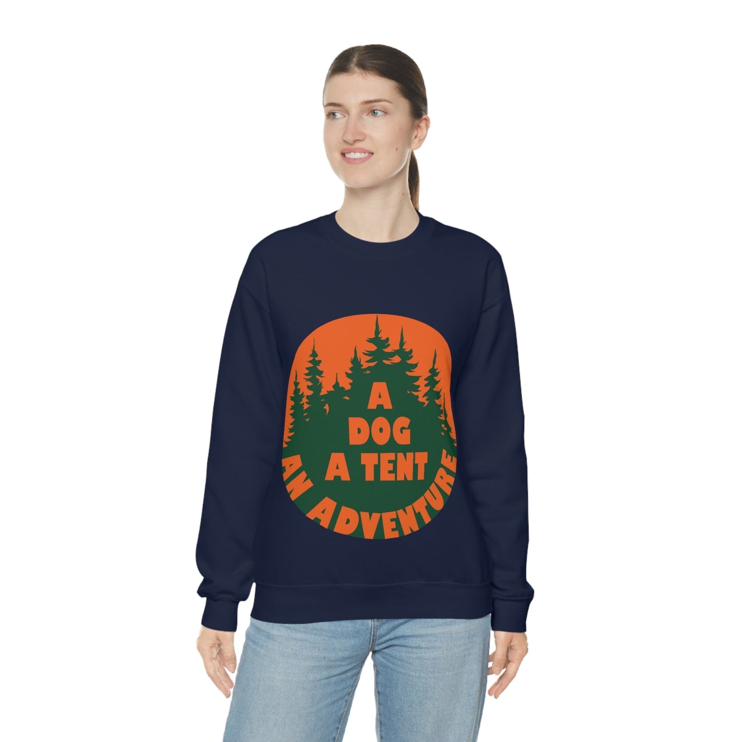 A Dog A Tent an Adventure Time Camping Life Unisex Heavy Blend™ Crewneck Sweatshirt Ichaku [Perfect Gifts Selection]