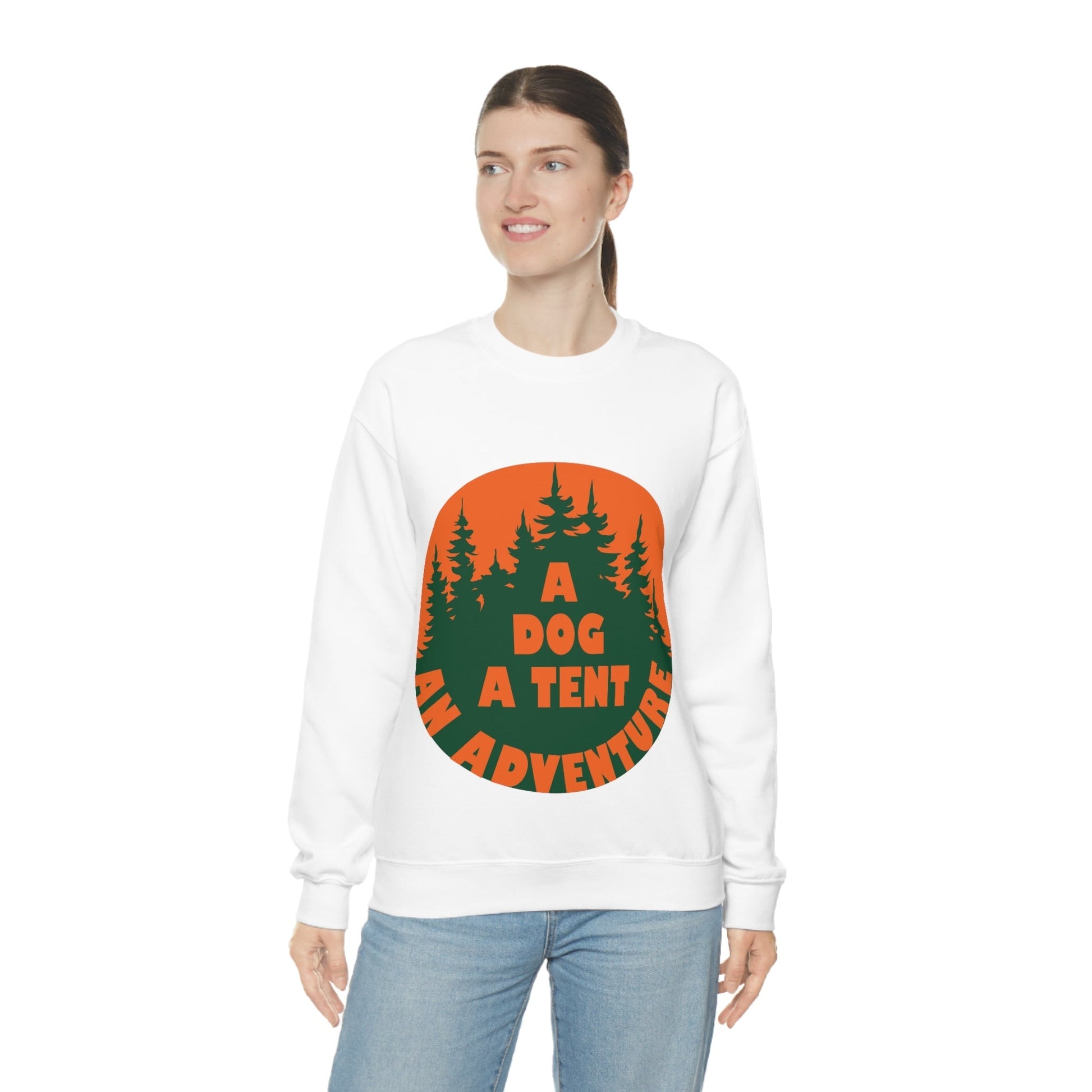 A Dog A Tent an Adventure Time Camping Life Unisex Heavy Blend™ Crewneck Sweatshirt Ichaku [Perfect Gifts Selection]