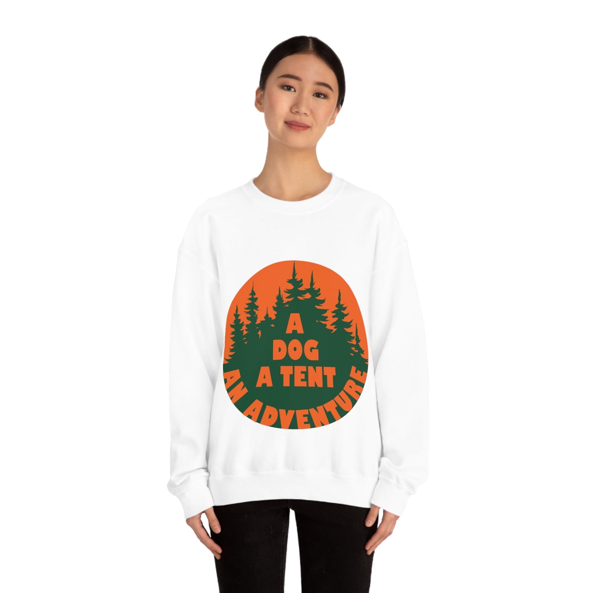 A Dog A Tent an Adventure Time Camping Life Unisex Heavy Blend™ Crewneck Sweatshirt Ichaku [Perfect Gifts Selection]