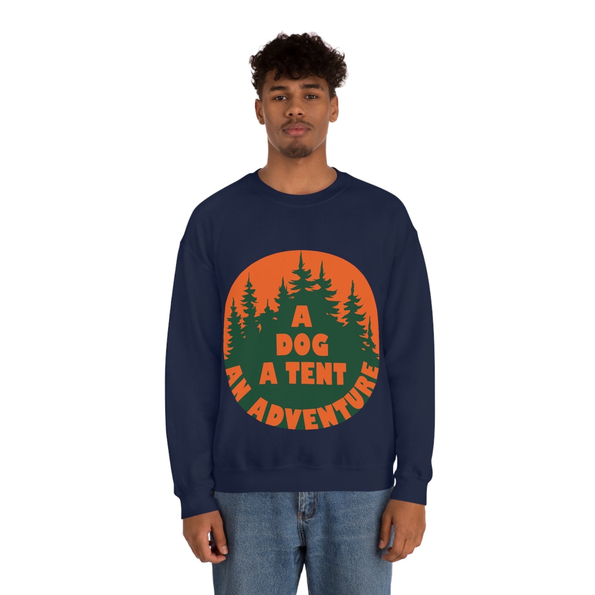 A Dog A Tent an Adventure Time Camping Life Unisex Heavy Blend™ Crewneck Sweatshirt Ichaku [Perfect Gifts Selection]