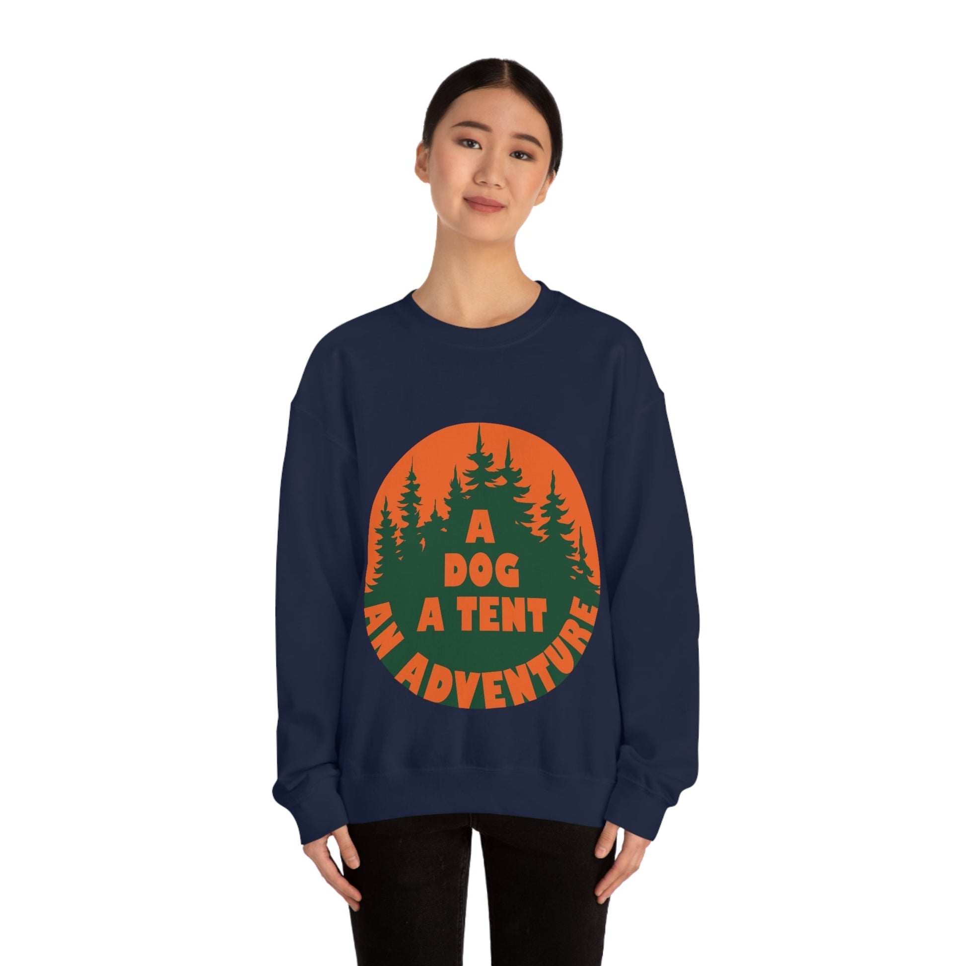 A Dog A Tent an Adventure Time Camping Life Unisex Heavy Blend™ Crewneck Sweatshirt Ichaku [Perfect Gifts Selection]