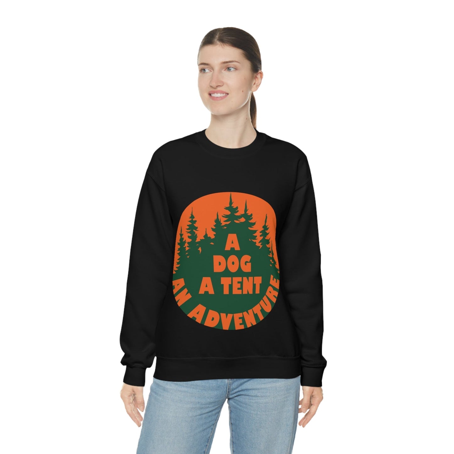 A Dog A Tent an Adventure Time Camping Life Unisex Heavy Blend™ Crewneck Sweatshirt Ichaku [Perfect Gifts Selection]