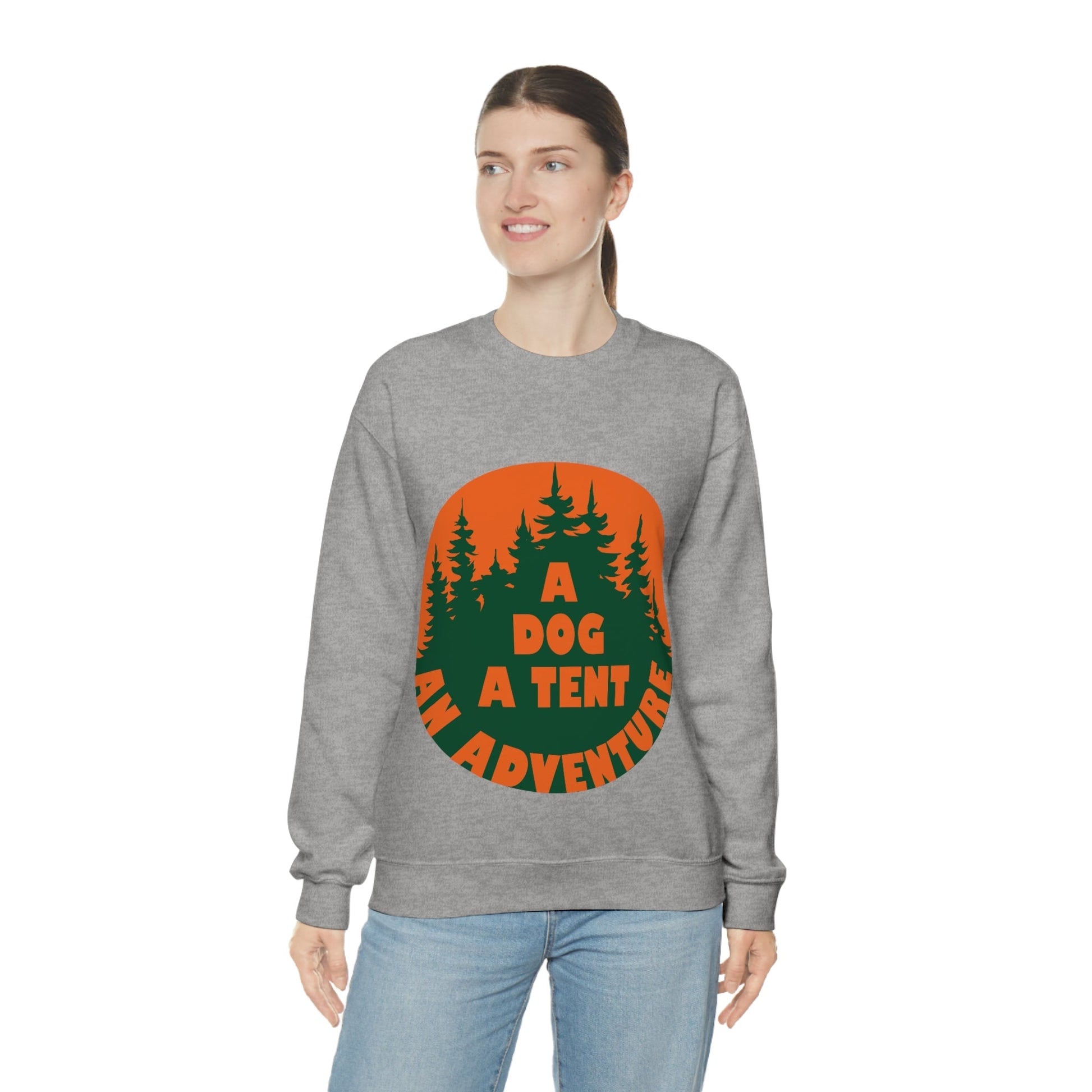 A Dog A Tent an Adventure Time Camping Life Unisex Heavy Blend™ Crewneck Sweatshirt Ichaku [Perfect Gifts Selection]