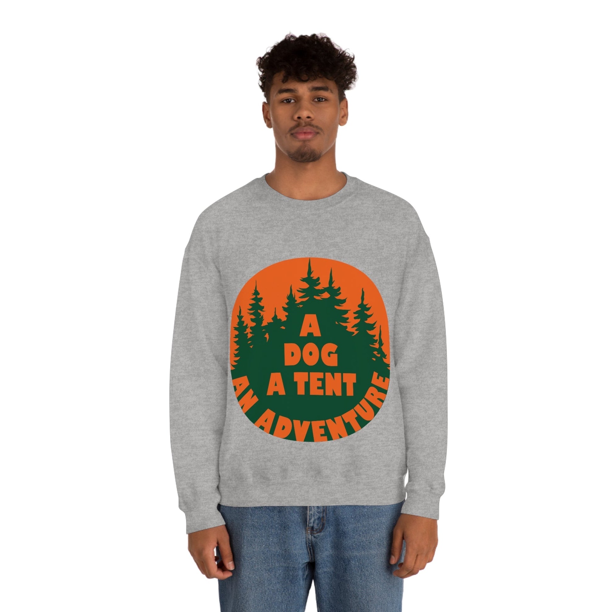 A Dog A Tent an Adventure Time Camping Life Unisex Heavy Blend™ Crewneck Sweatshirt Ichaku [Perfect Gifts Selection]