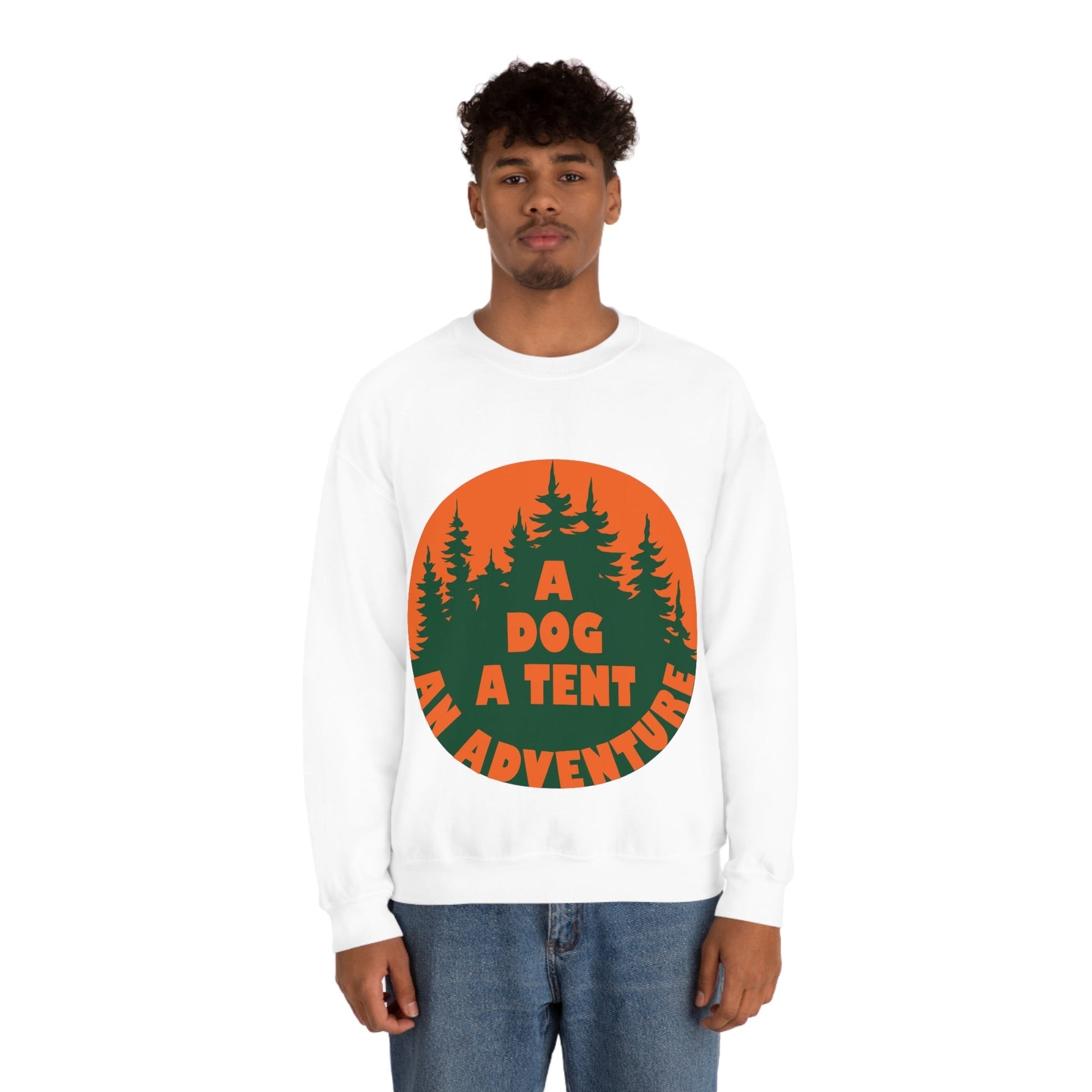 A Dog A Tent an Adventure Time Camping Life Unisex Heavy Blend™ Crewneck Sweatshirt Ichaku [Perfect Gifts Selection]