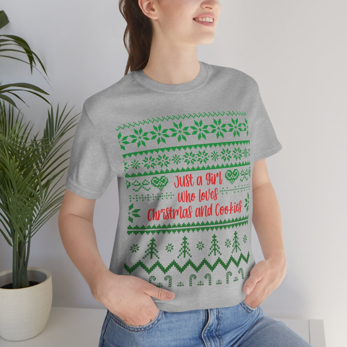 A Girl Who Loves Christmas And Cookies Happy New Year Quotes Unisex Jersey Short Sleeve T-Shirt Ichaku [Perfect Gifts Selection]