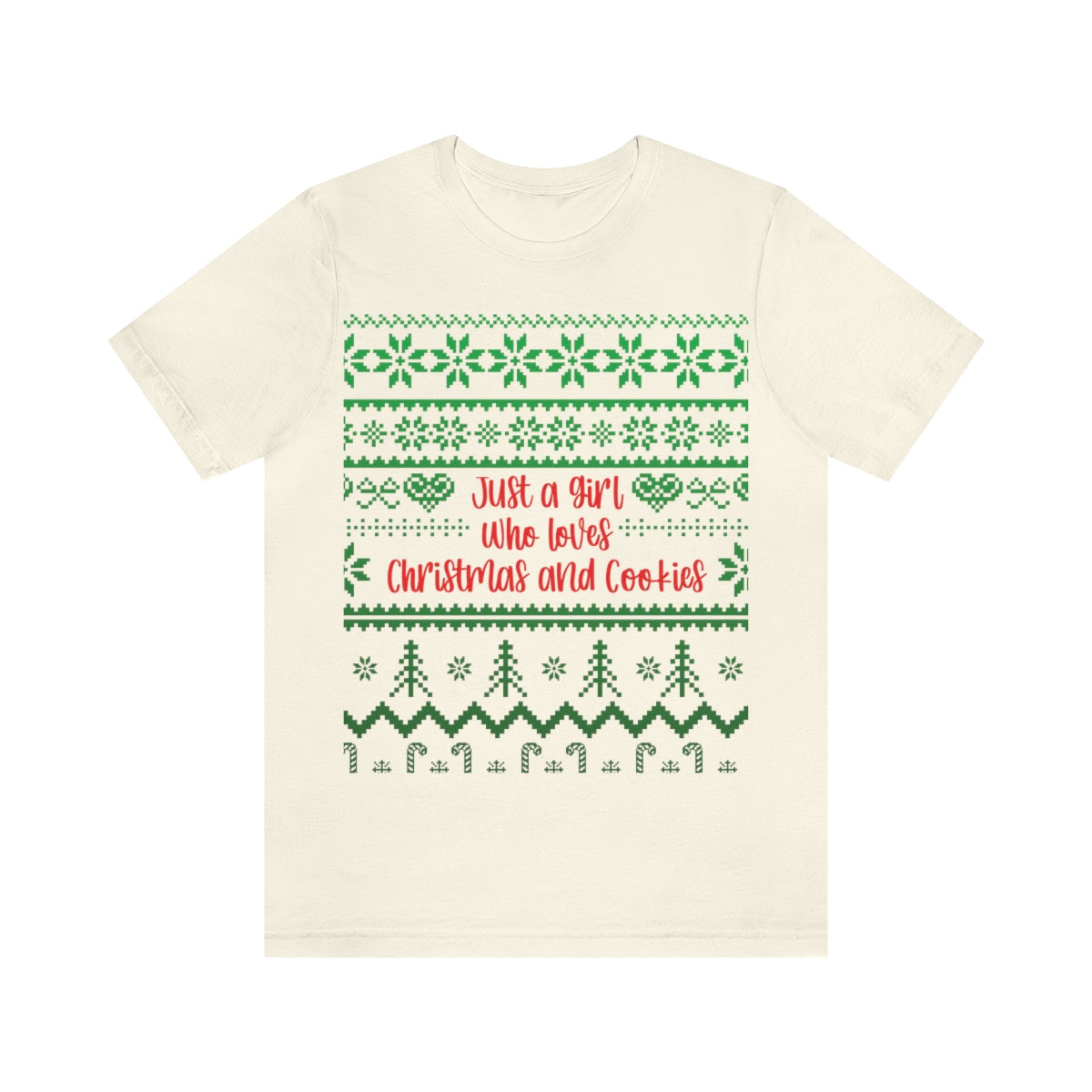 A Girl Who Loves Christmas And Cookies Happy New Year Quotes Unisex Jersey Short Sleeve T-Shirt Ichaku [Perfect Gifts Selection]