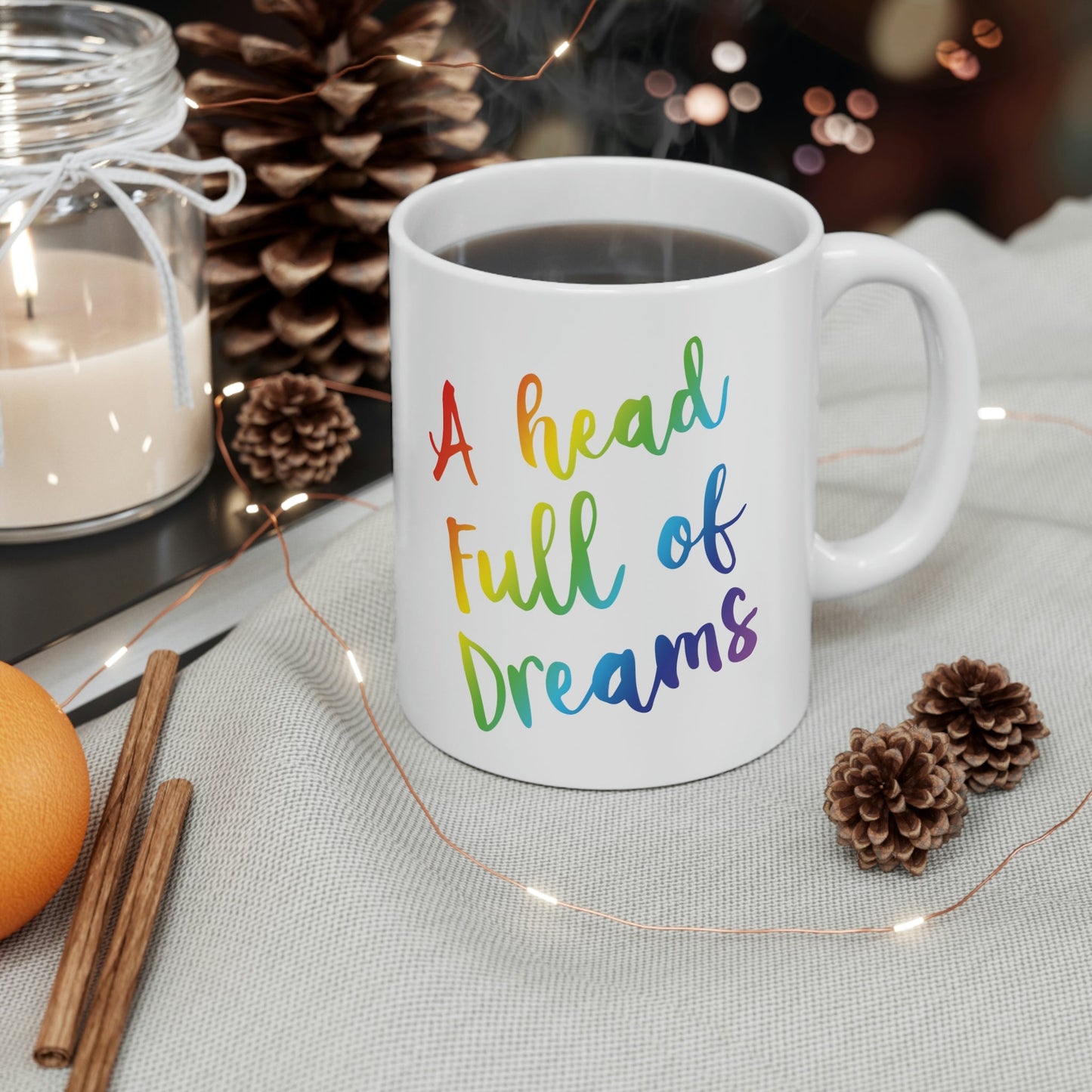A head full of dreams Motivation Inspirational Slogan LGBT Ceramic Mug 11oz Ichaku [Perfect Gifts Selection]