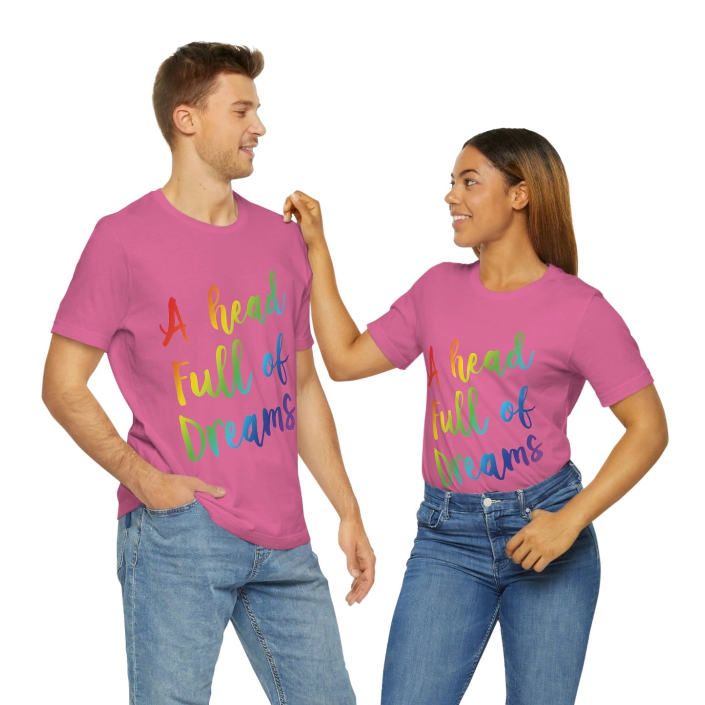 A head full of dreams Motivation Inspirational Slogan LGBT Unisex Jersey Short Sleeve T-Shirt Ichaku [Perfect Gifts Selection]