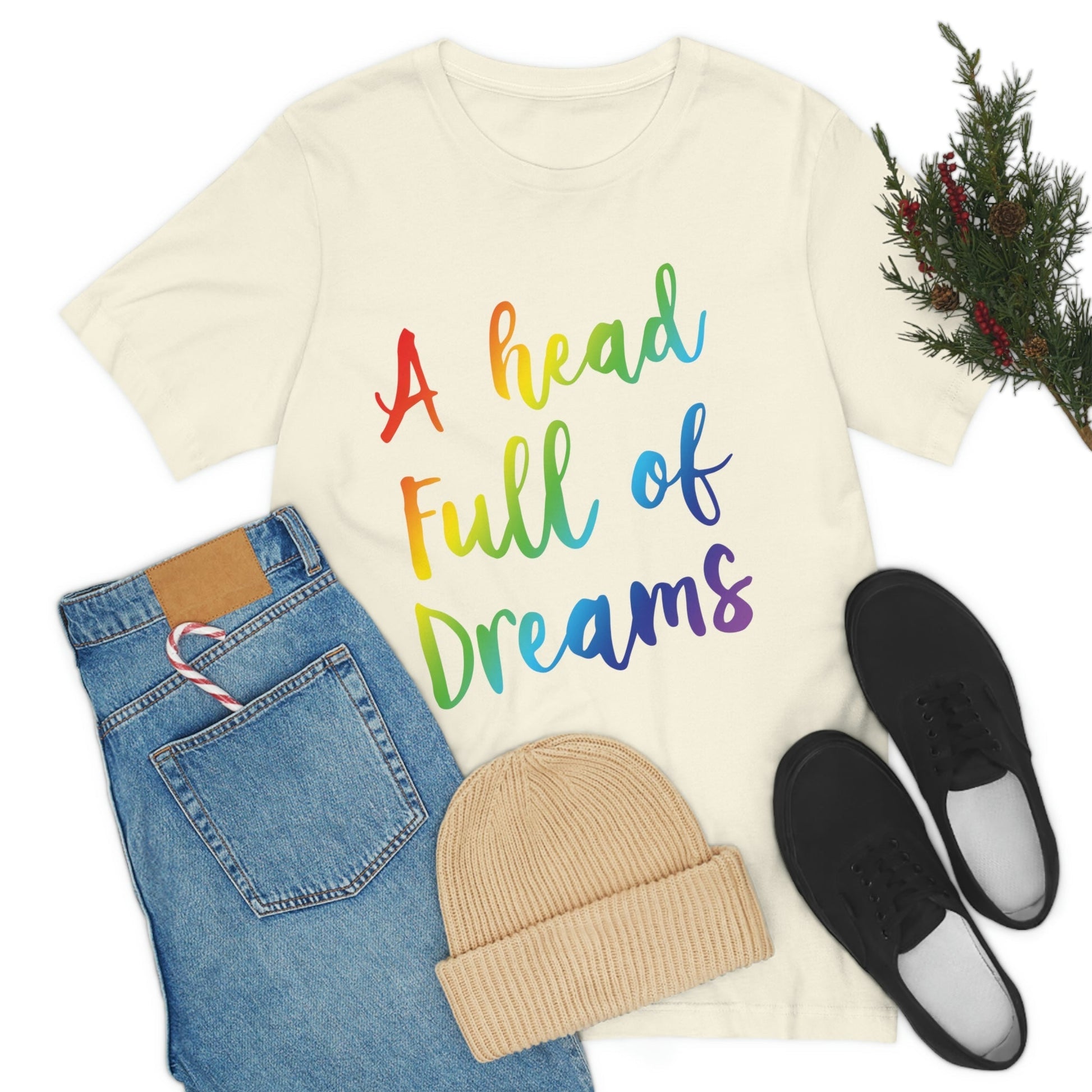 A head full of dreams Motivation Inspirational Slogan LGBT Unisex Jersey Short Sleeve T-Shirt Ichaku [Perfect Gifts Selection]