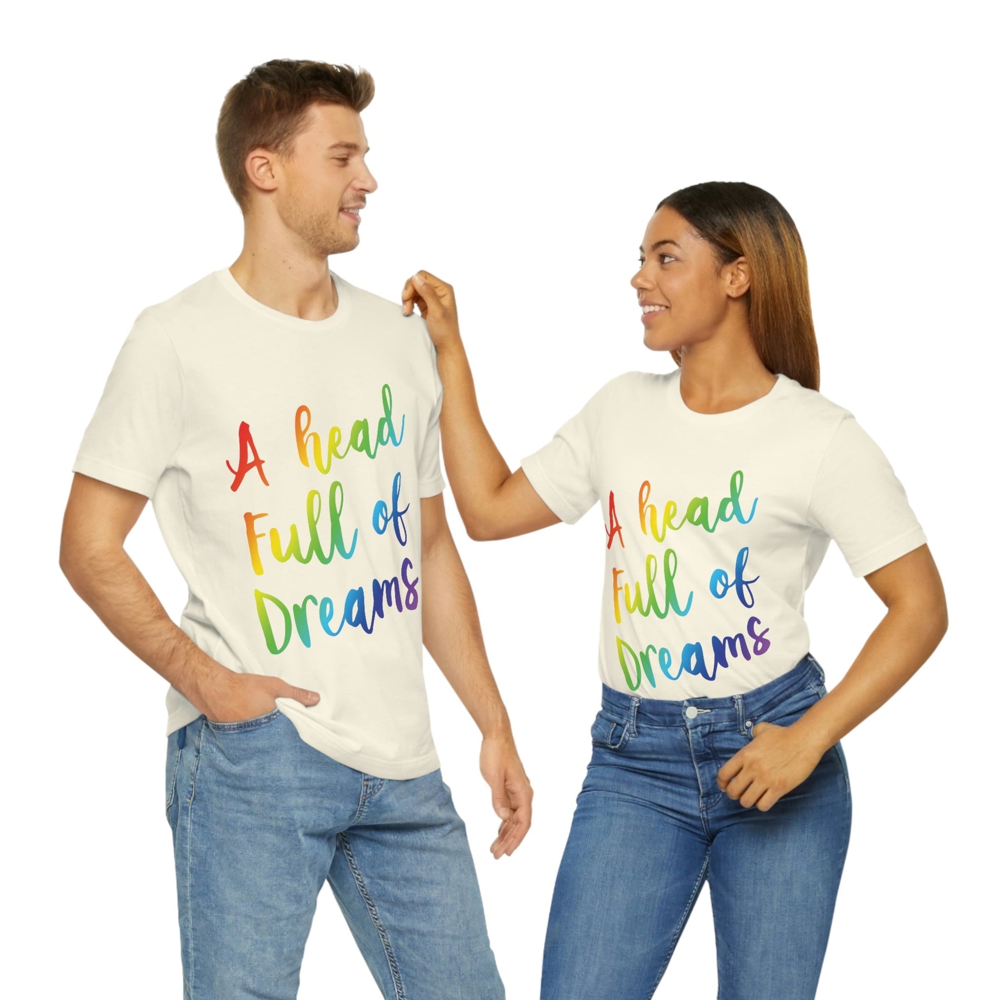 A head full of dreams Motivation Inspirational Slogan LGBT Unisex Jersey Short Sleeve T-Shirt Ichaku [Perfect Gifts Selection]