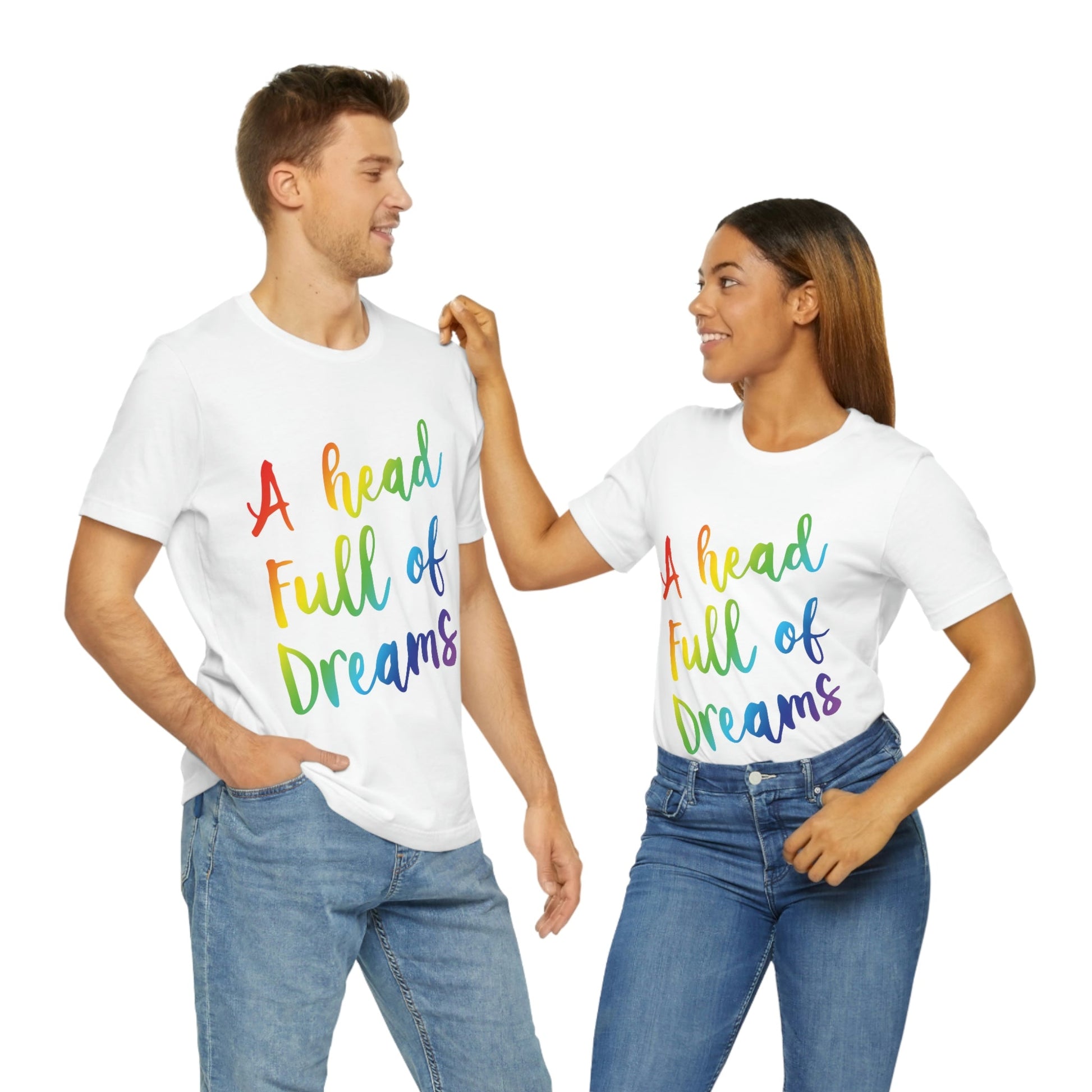 A head full of dreams Motivation Inspirational Slogan LGBT Unisex Jersey Short Sleeve T-Shirt Ichaku [Perfect Gifts Selection]