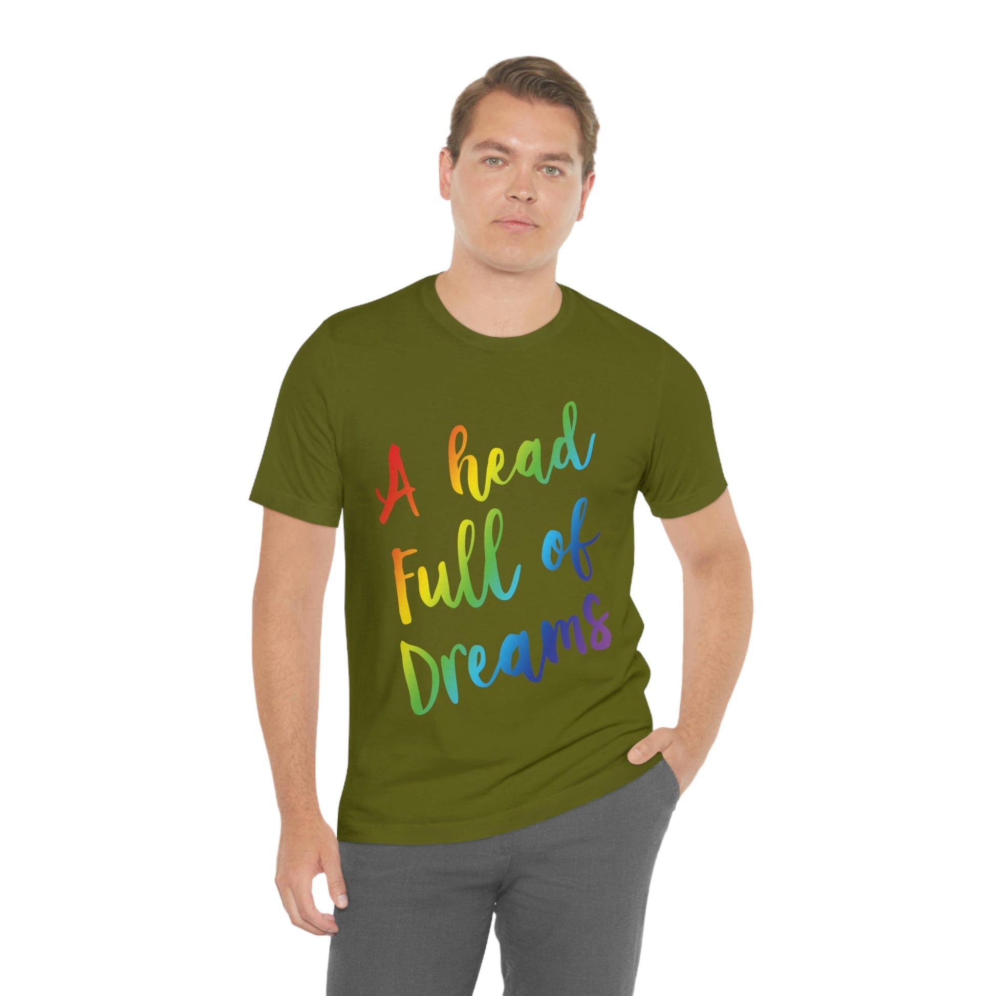 A head full of dreams Motivation Inspirational Slogan LGBT Unisex Jersey Short Sleeve T-Shirt Ichaku [Perfect Gifts Selection]