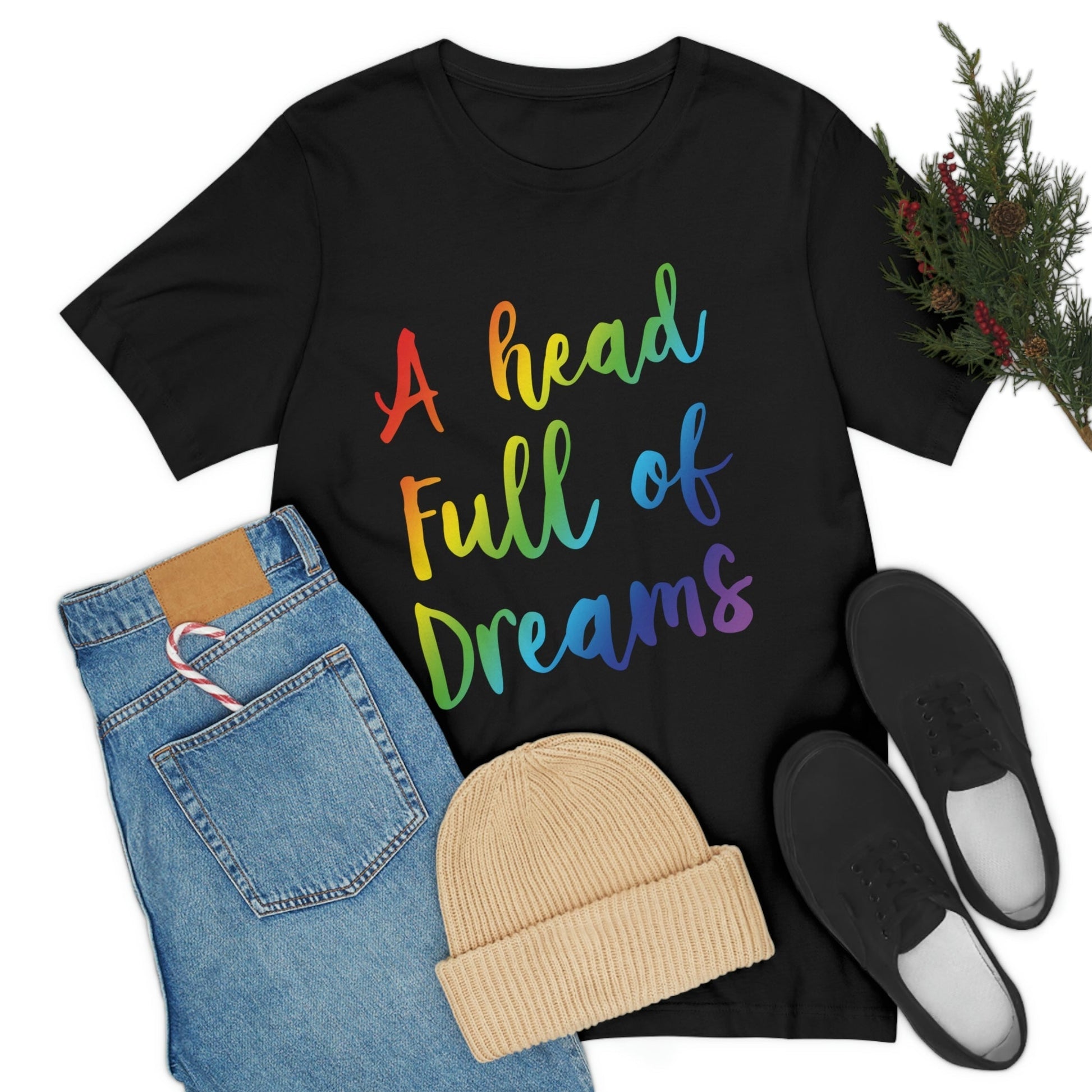 A head full of dreams Motivation Inspirational Slogan LGBT Unisex Jersey Short Sleeve T-Shirt Ichaku [Perfect Gifts Selection]