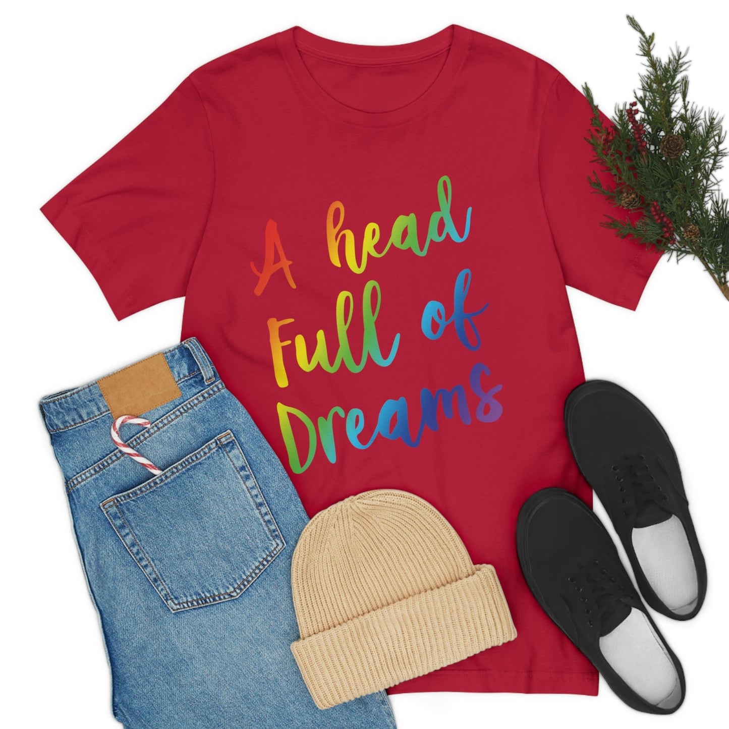 A head full of dreams Motivation Inspirational Slogan LGBT Unisex Jersey Short Sleeve T-Shirt Ichaku [Perfect Gifts Selection]