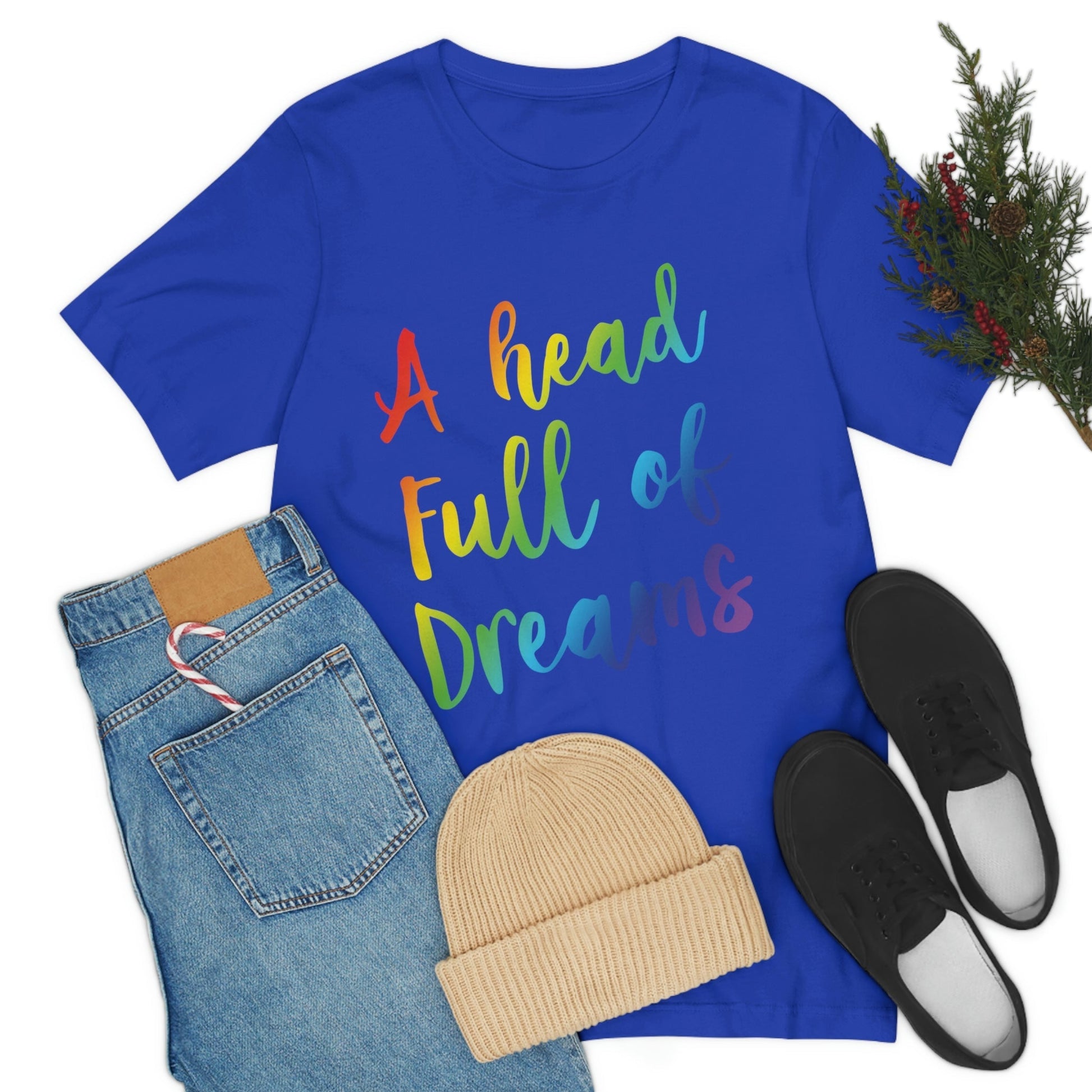 A head full of dreams Motivation Inspirational Slogan LGBT Unisex Jersey Short Sleeve T-Shirt Ichaku [Perfect Gifts Selection]