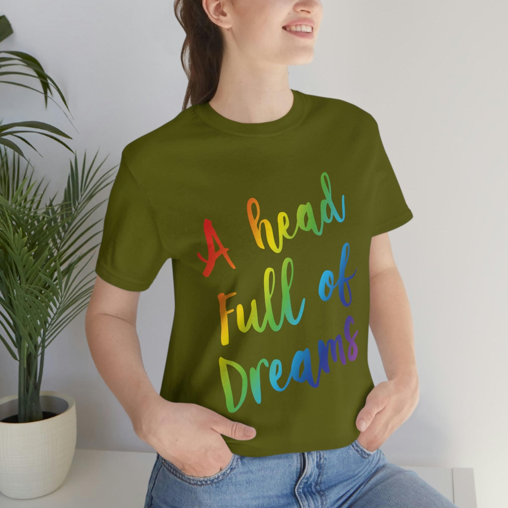 A head full of dreams Motivation Inspirational Slogan LGBT Unisex Jersey Short Sleeve T-Shirt Ichaku [Perfect Gifts Selection]