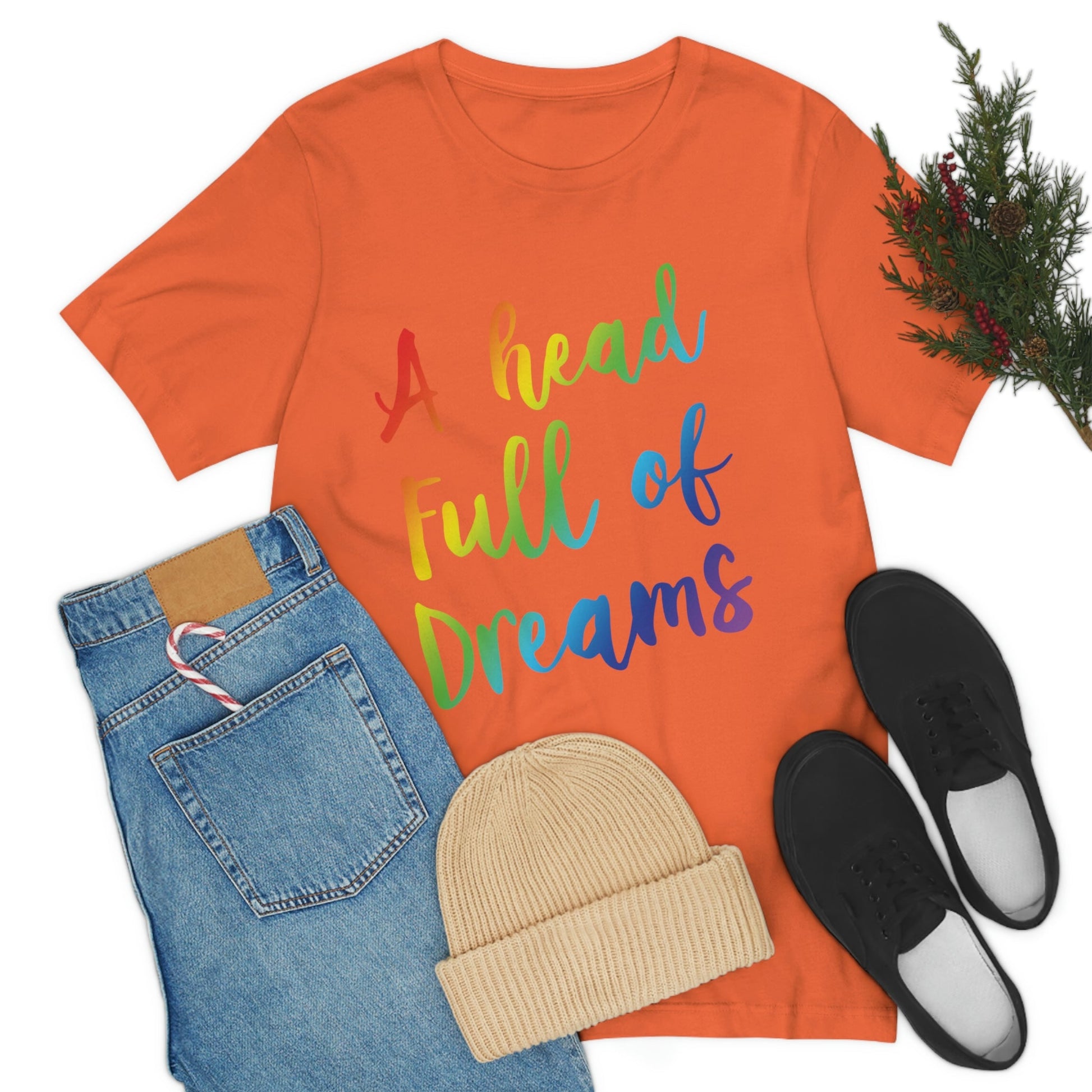 A head full of dreams Motivation Inspirational Slogan LGBT Unisex Jersey Short Sleeve T-Shirt Ichaku [Perfect Gifts Selection]