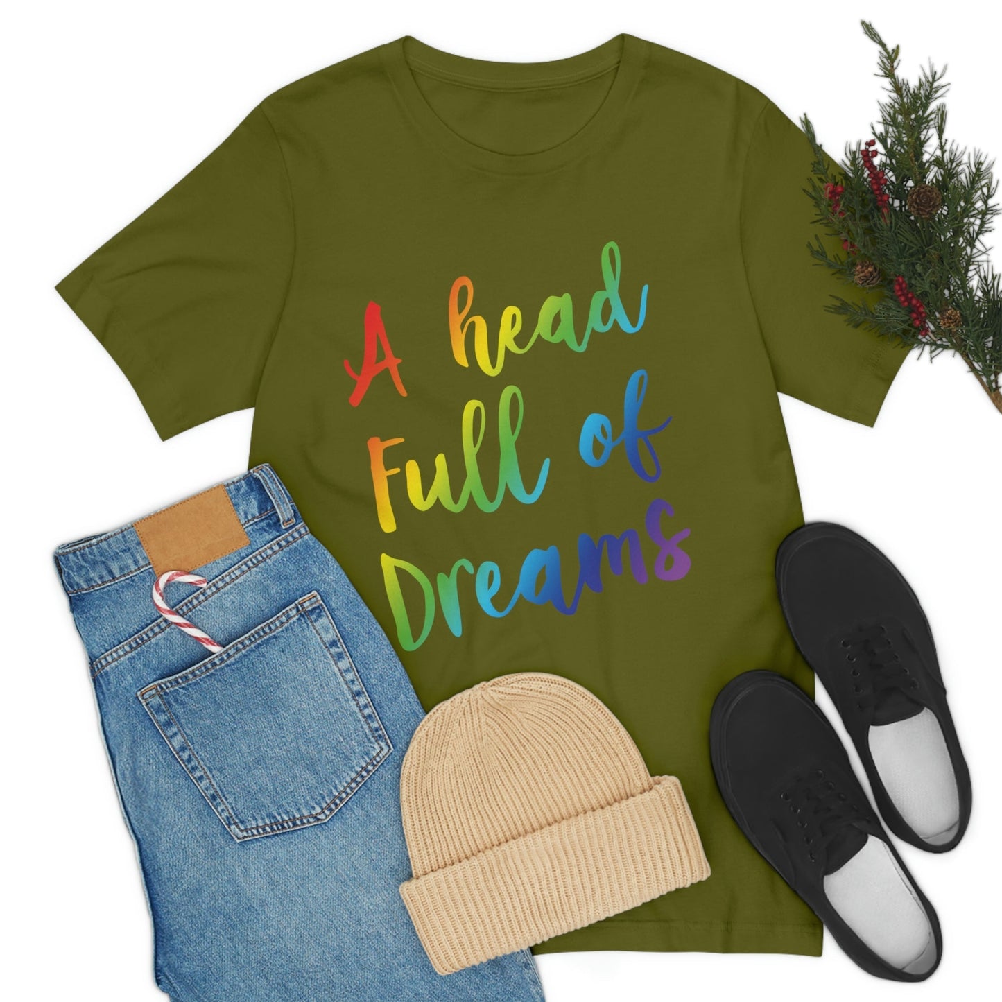 A head full of dreams Motivation Inspirational Slogan LGBT Unisex Jersey Short Sleeve T-Shirt Ichaku [Perfect Gifts Selection]