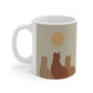 Abstract Boho Cats Relaxed Aesthetic Beige Minimalist Art Ceramic Mug 11oz Ichaku [Perfect Gifts Selection]