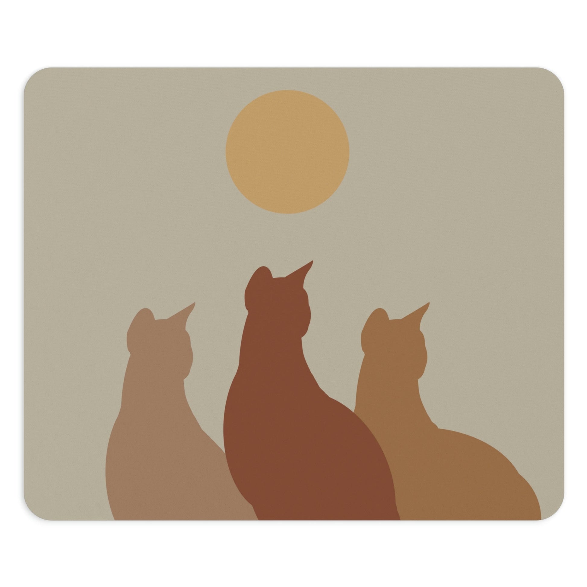Abstract Boho Cats Relaxed Aesthetic Beige Minimalist Art Ergonomic Non-slip Creative Design Mouse Pad Ichaku [Perfect Gifts Selection]