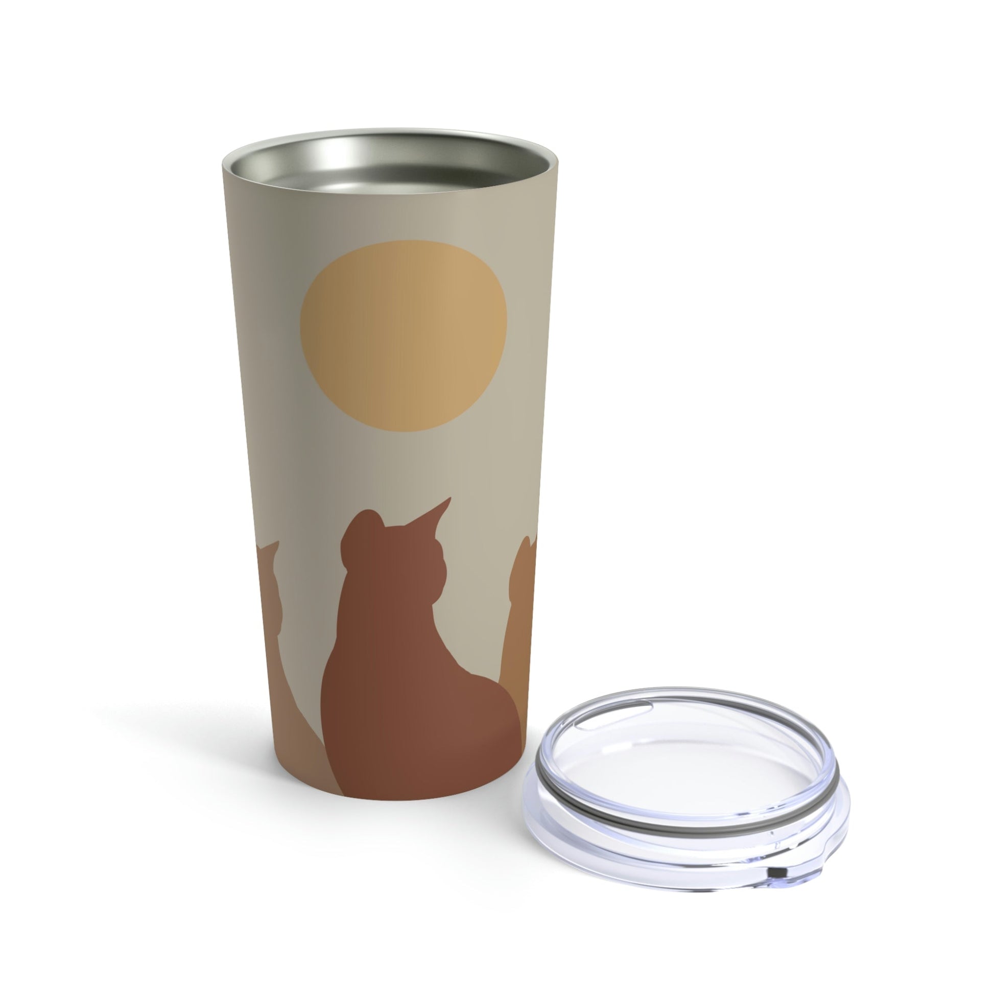 Abstract Boho Cats Relaxed Aesthetic Beige Minimalist Art Stainless Steel Hot or Cold Vacuum Tumbler 20oz Ichaku [Perfect Gifts Selection]