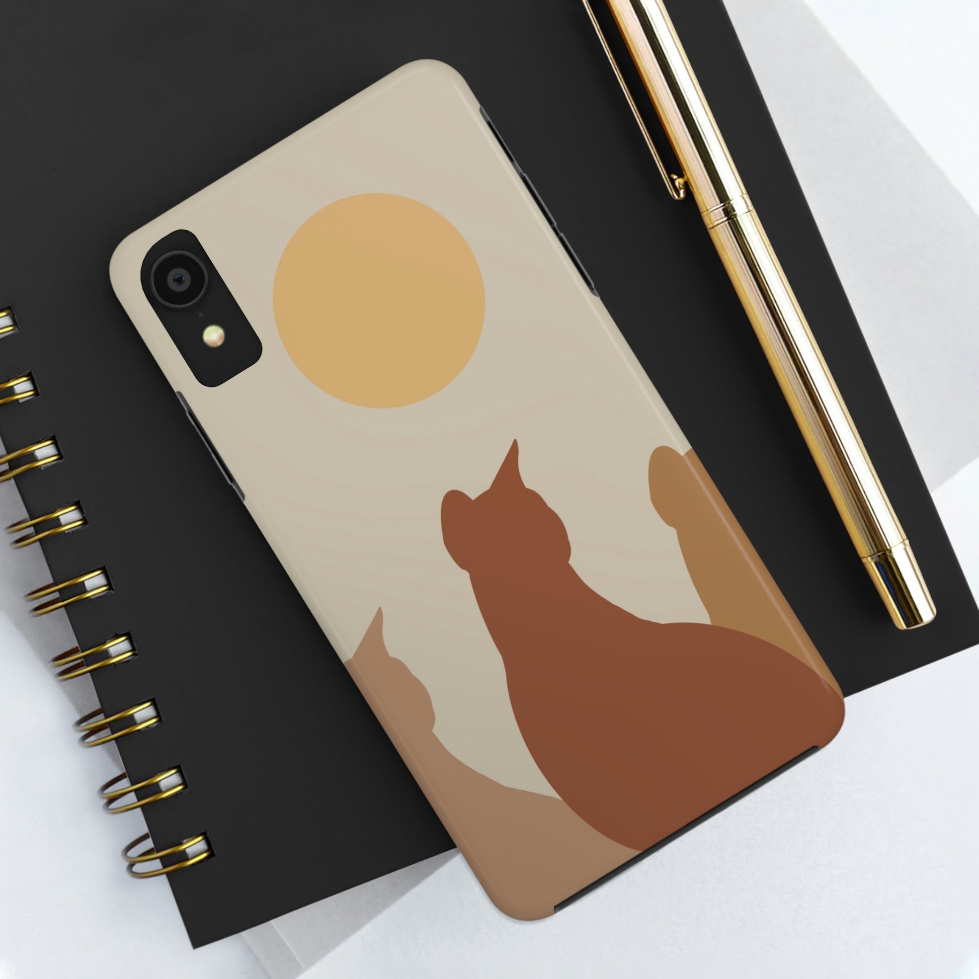 Abstract Boho Cats Relaxed Aesthetic Beige Minimalist Art Tough Phone Cases Case-Mate Ichaku [Perfect Gifts Selection]