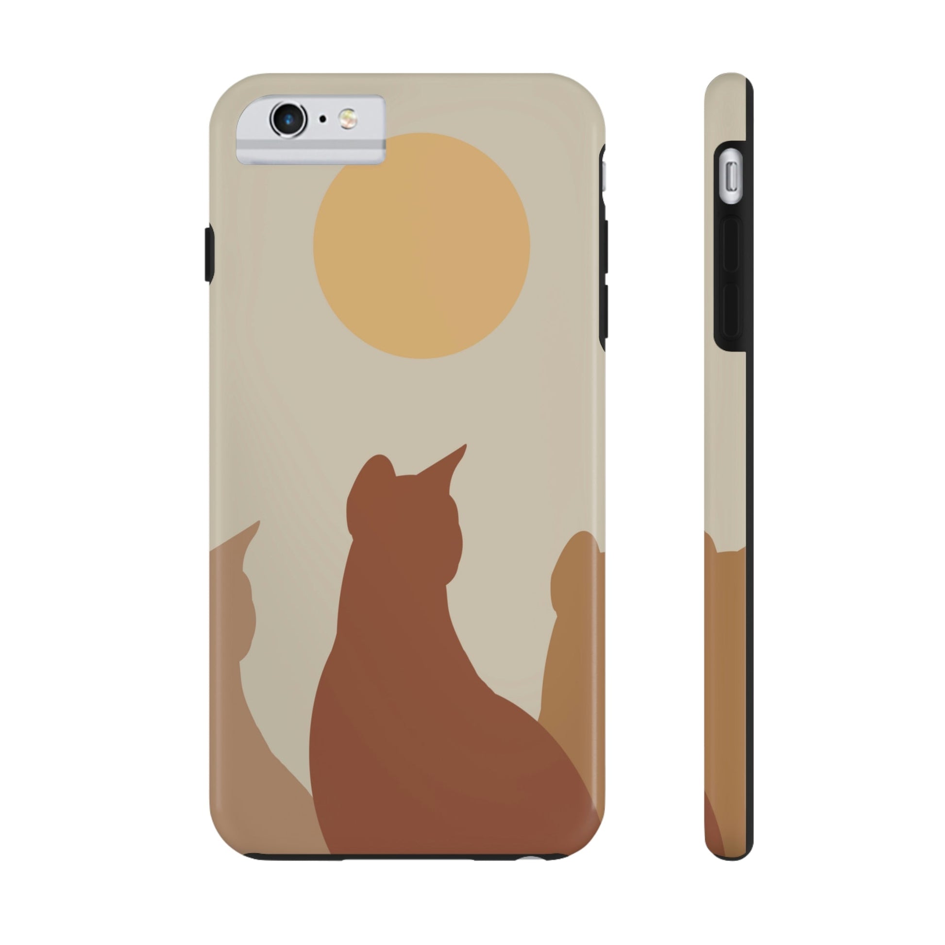 Abstract Boho Cats Relaxed Aesthetic Beige Minimalist Art Tough Phone Cases Case-Mate Ichaku [Perfect Gifts Selection]