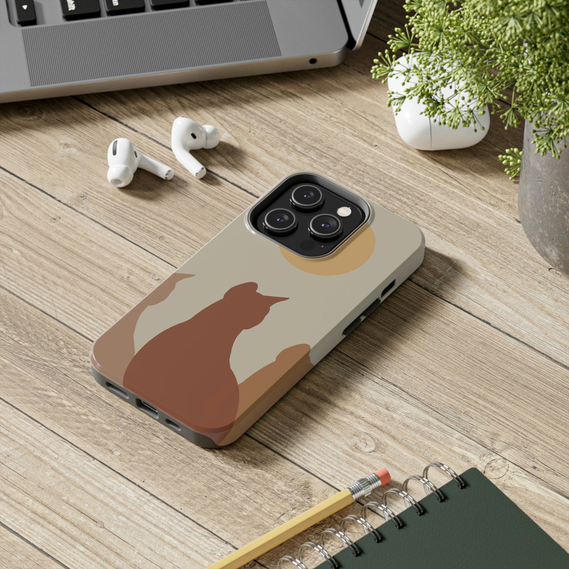 Abstract Boho Cats Relaxed Aesthetic Beige Minimalist Art Tough Phone Cases Case-Mate Ichaku [Perfect Gifts Selection]