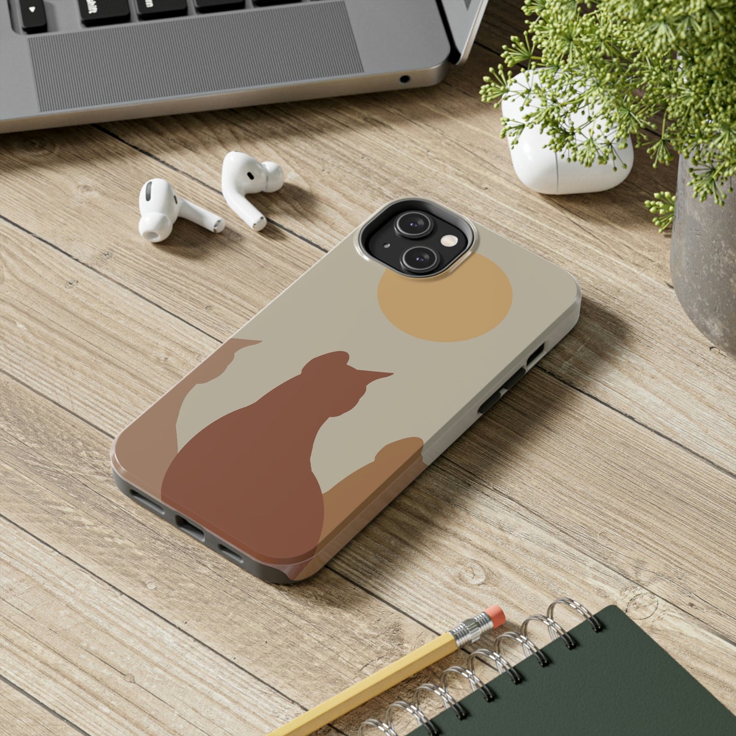 Abstract Boho Cats Relaxed Aesthetic Beige Minimalist Art Tough Phone Cases Case-Mate Ichaku [Perfect Gifts Selection]