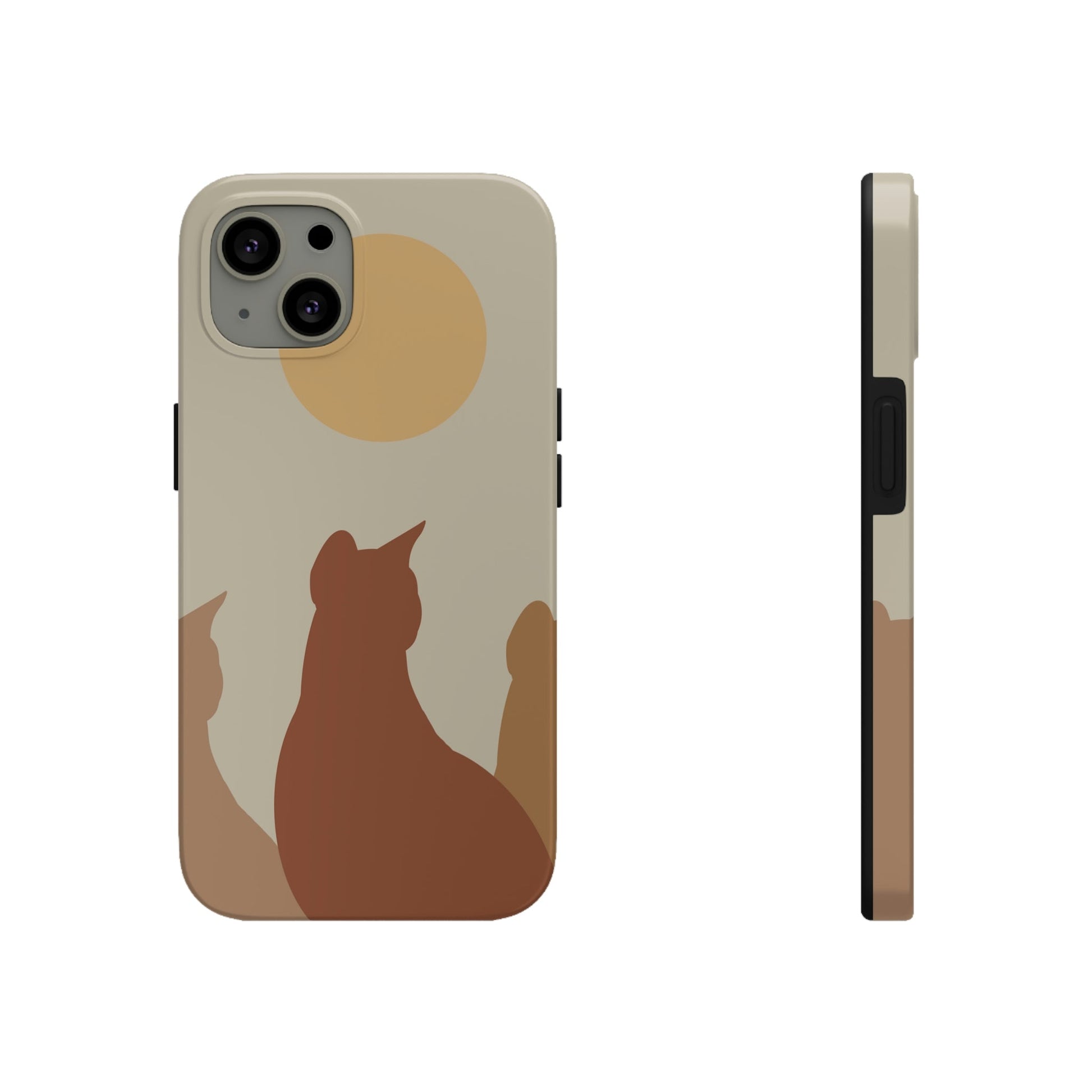 Abstract Boho Cats Relaxed Aesthetic Beige Minimalist Art Tough Phone Cases Case-Mate Ichaku [Perfect Gifts Selection]