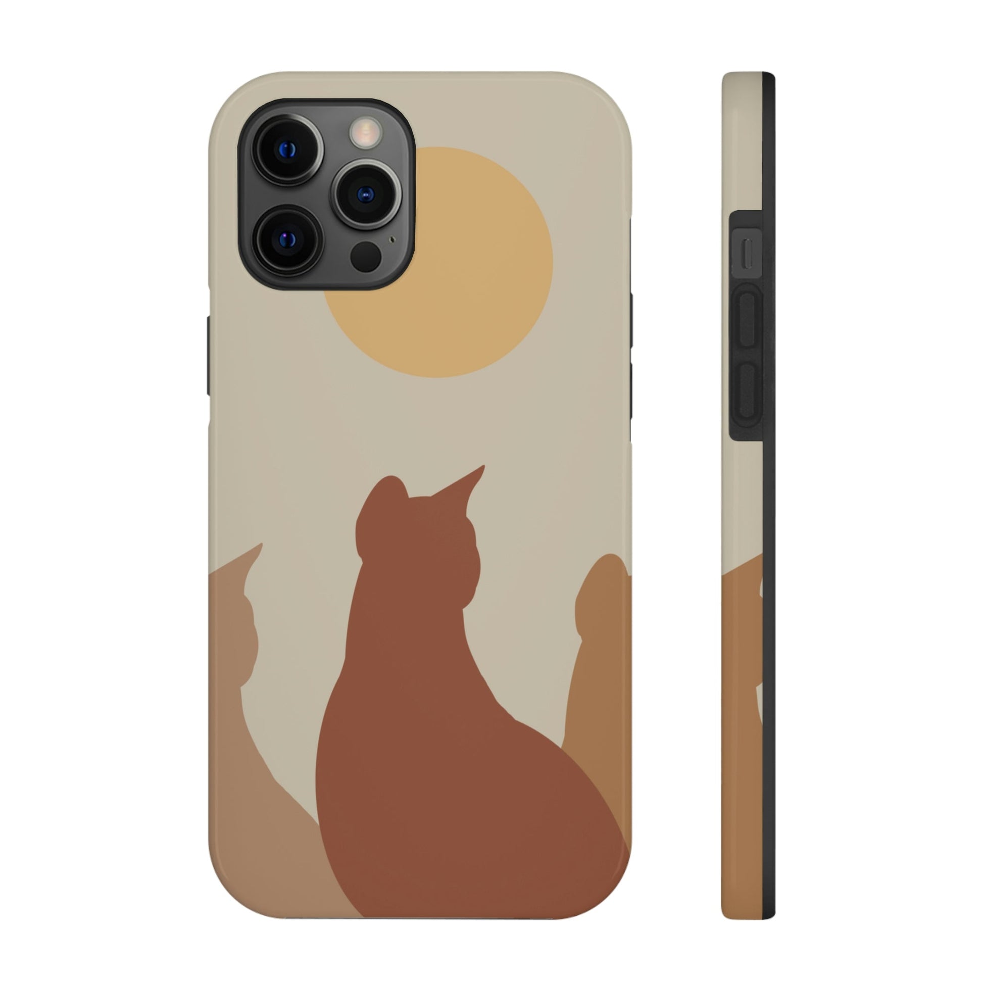 Abstract Boho Cats Relaxed Aesthetic Beige Minimalist Art Tough Phone Cases Case-Mate Ichaku [Perfect Gifts Selection]