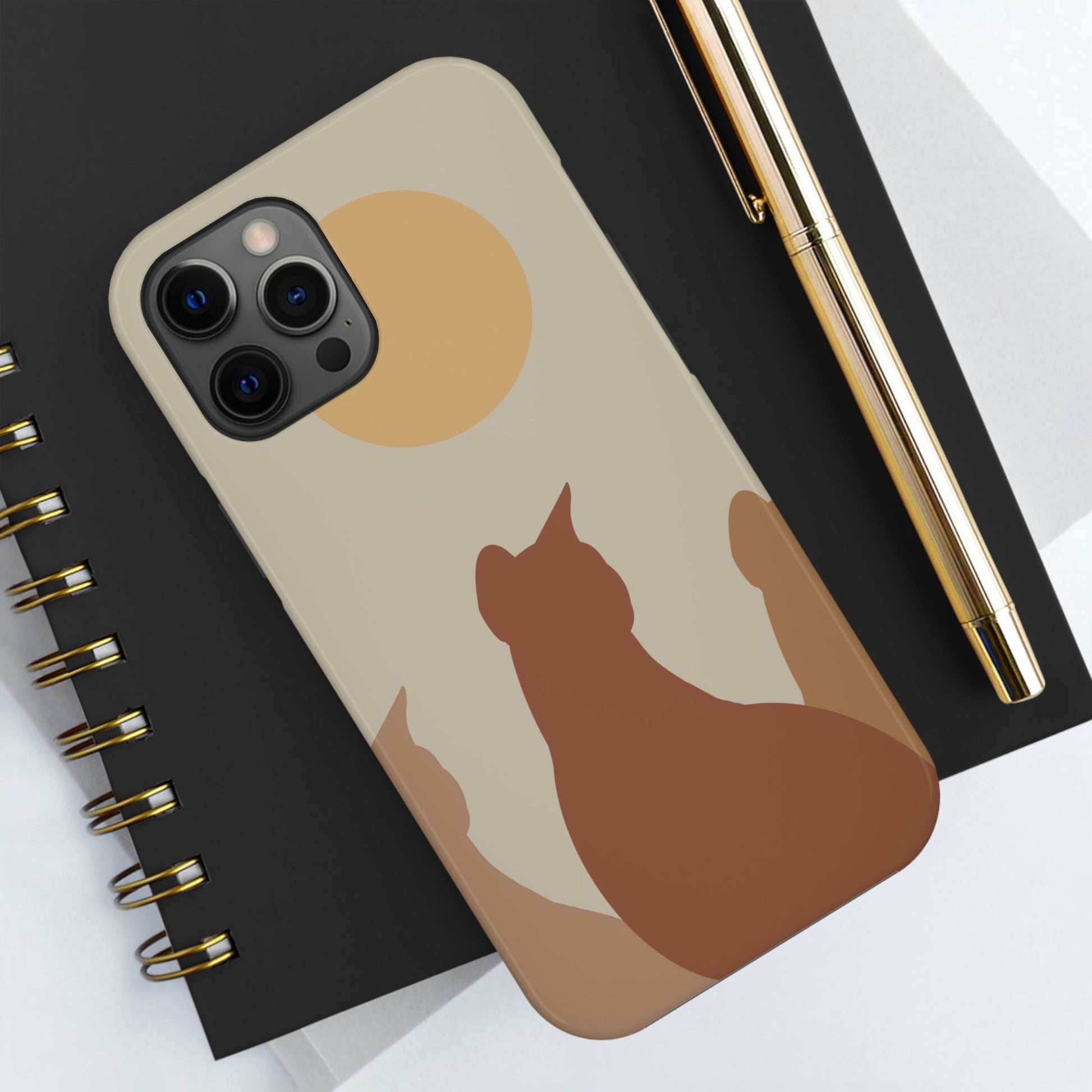 Abstract Boho Cats Relaxed Aesthetic Beige Minimalist Art Tough Phone Cases Case-Mate Ichaku [Perfect Gifts Selection]