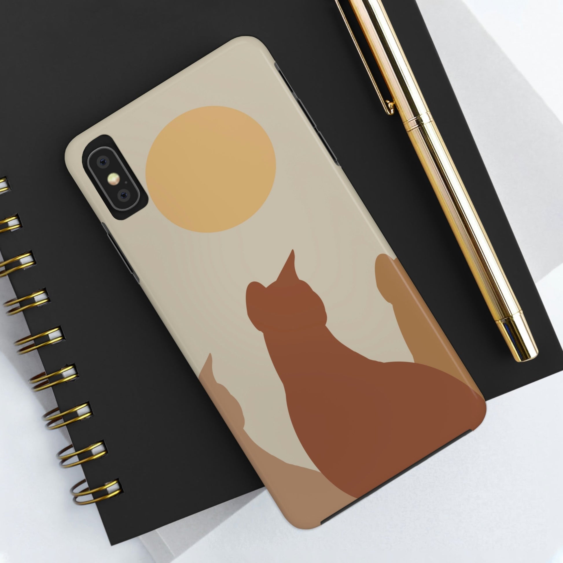 Abstract Boho Cats Relaxed Aesthetic Beige Minimalist Art Tough Phone Cases Case-Mate Ichaku [Perfect Gifts Selection]