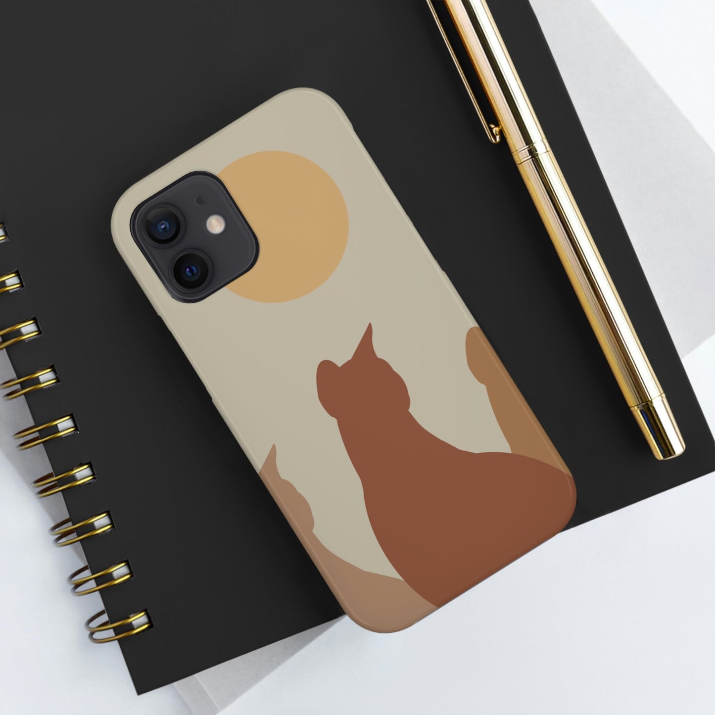 Abstract Boho Cats Relaxed Aesthetic Beige Minimalist Art Tough Phone Cases Case-Mate Ichaku [Perfect Gifts Selection]