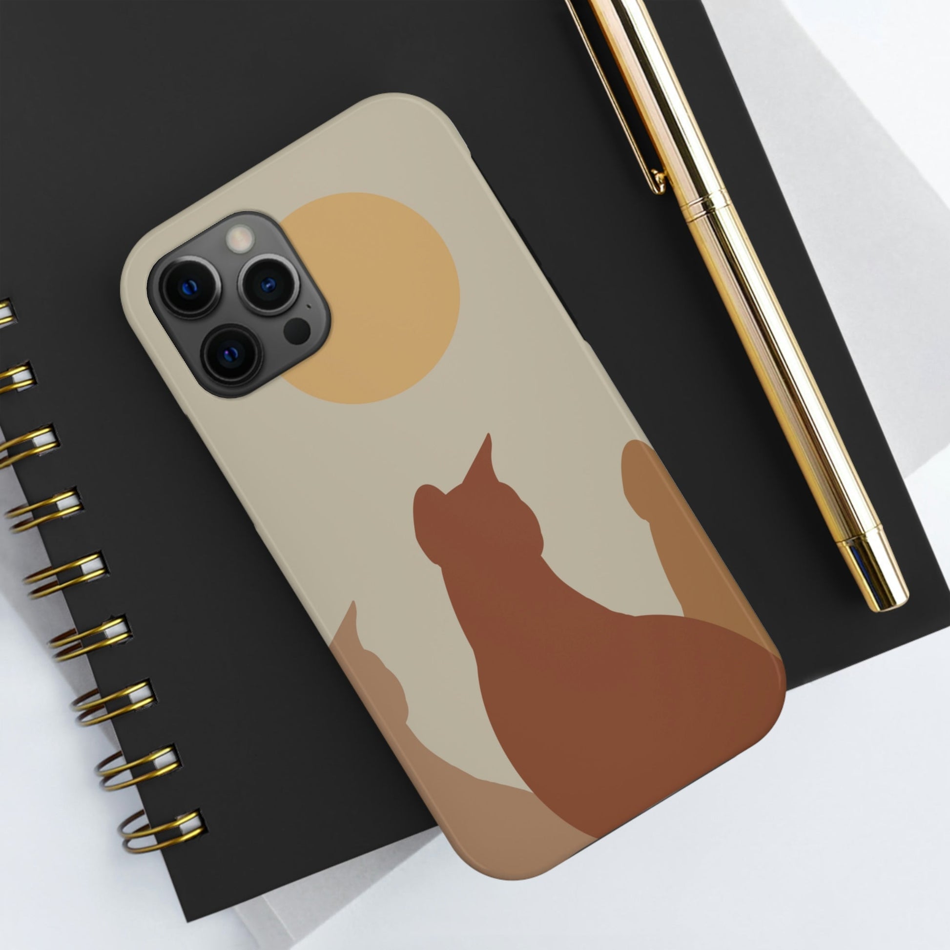 Abstract Boho Cats Relaxed Aesthetic Beige Minimalist Art Tough Phone Cases Case-Mate Ichaku [Perfect Gifts Selection]