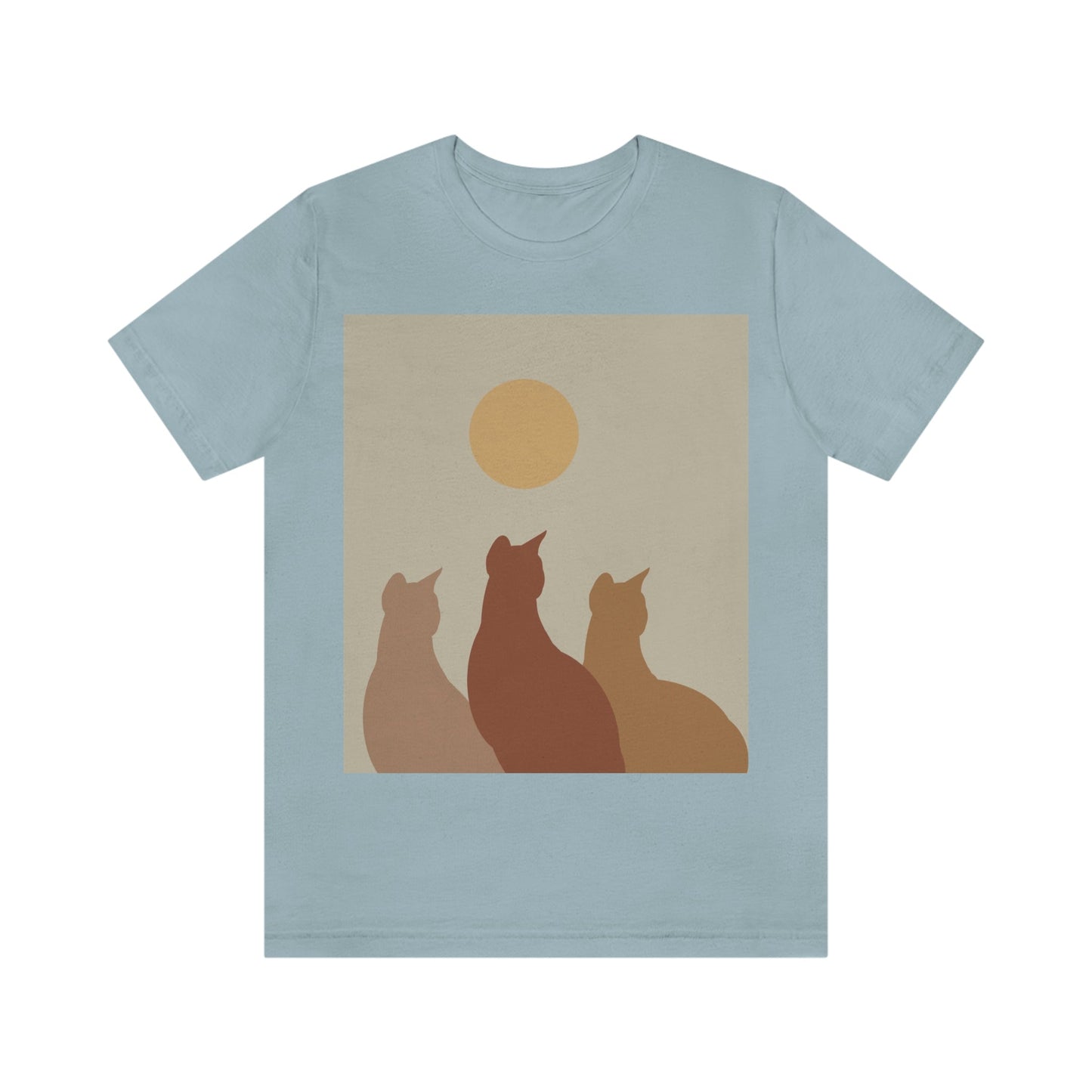 Abstract Boho Cats Relaxed Aesthetic Beige Minimalist Art Unisex Jersey Short Sleeve T-Shirt Ichaku [Perfect Gifts Selection]