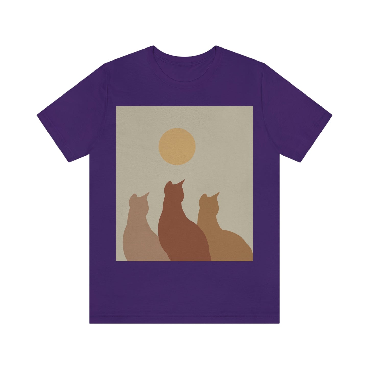 Abstract Boho Cats Relaxed Aesthetic Beige Minimalist Art Unisex Jersey Short Sleeve T-Shirt Ichaku [Perfect Gifts Selection]